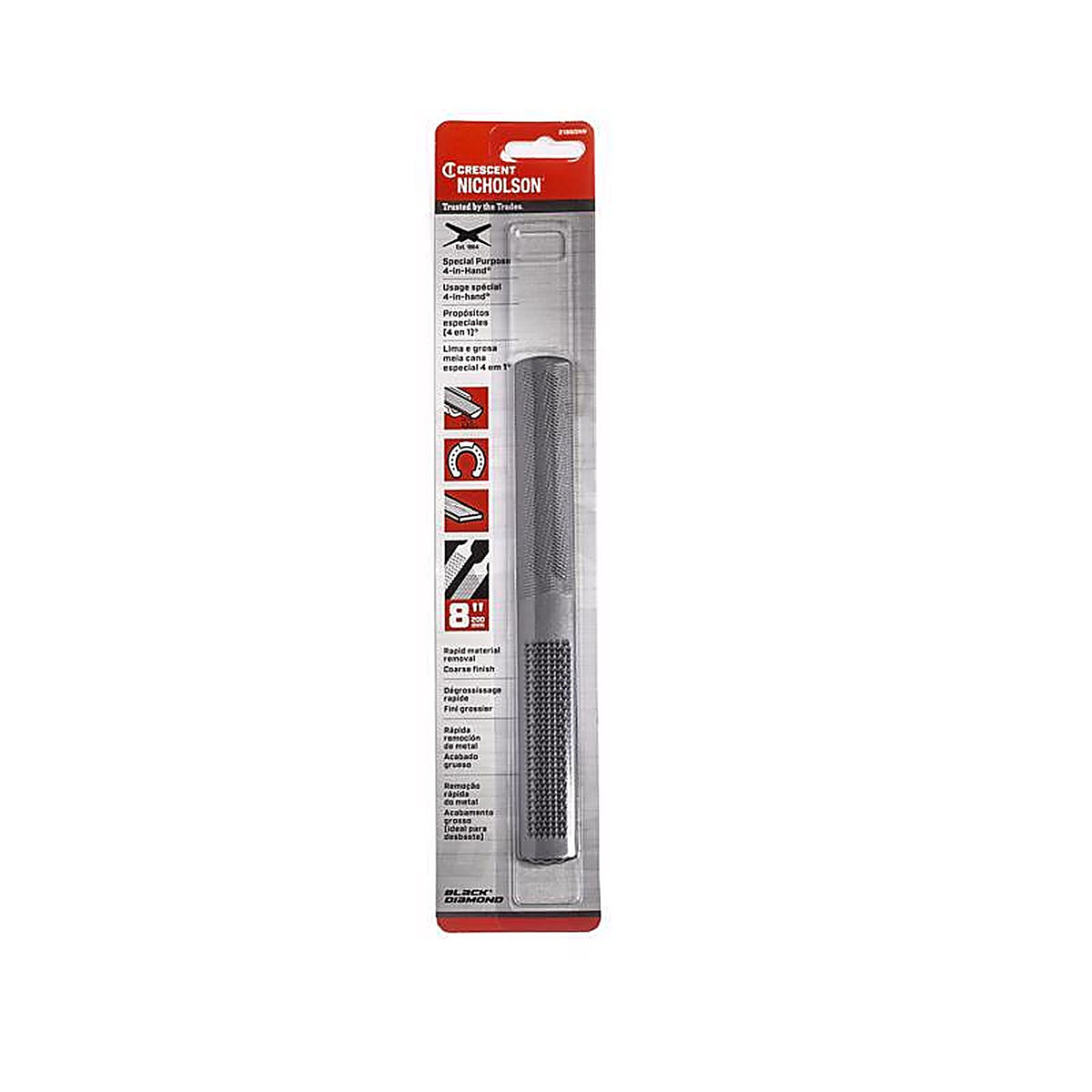 Crescent - 21860NNN - Nicholson 8 In. L X 2.5 In. W Steel Assorted 4-In-1 Hand Rasp and File 1 Piece