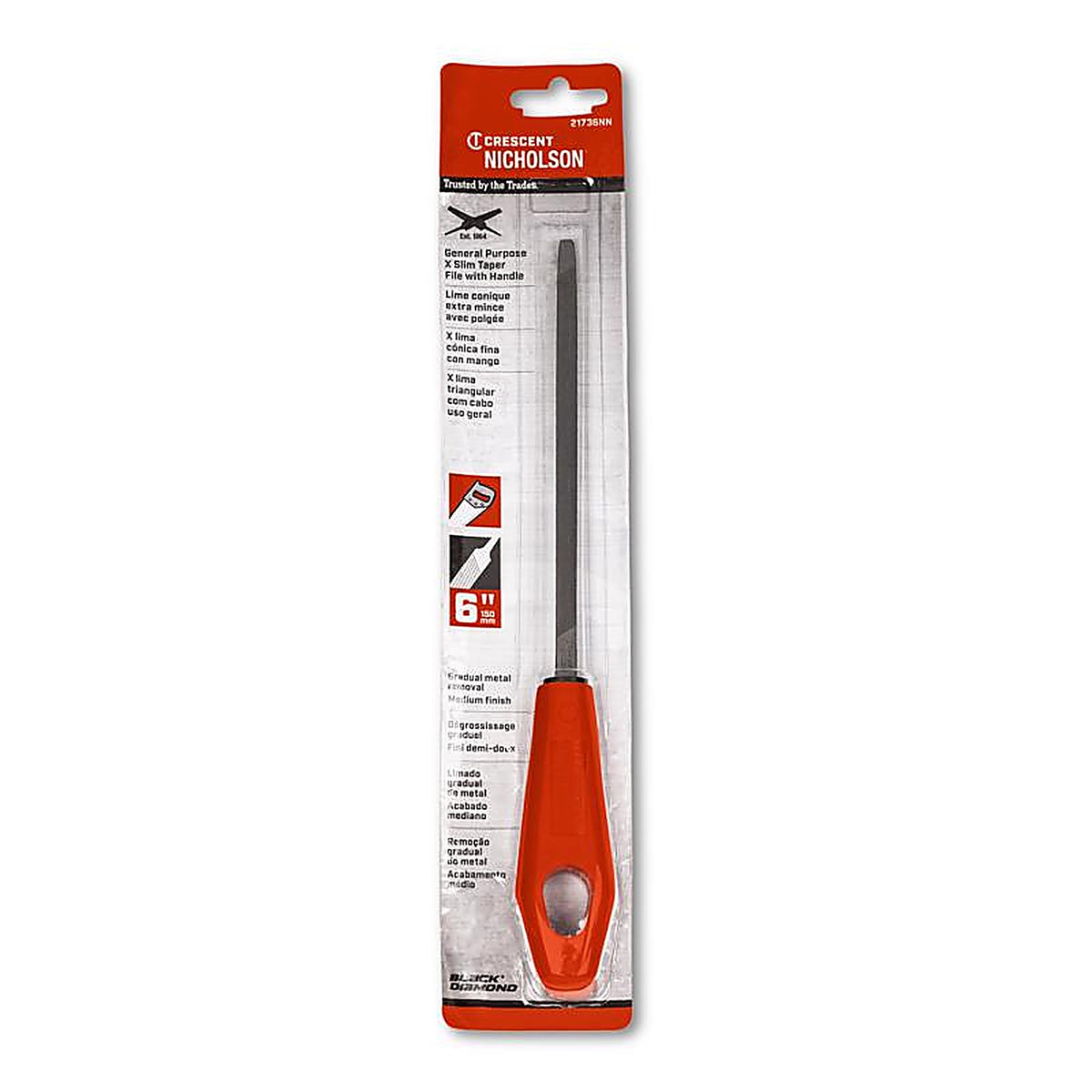 Crescent - 21736NNBC - Nicholson 6 In. L X 2.5 In. W High Carbon Steel Single Cut Taper File 1 Piece