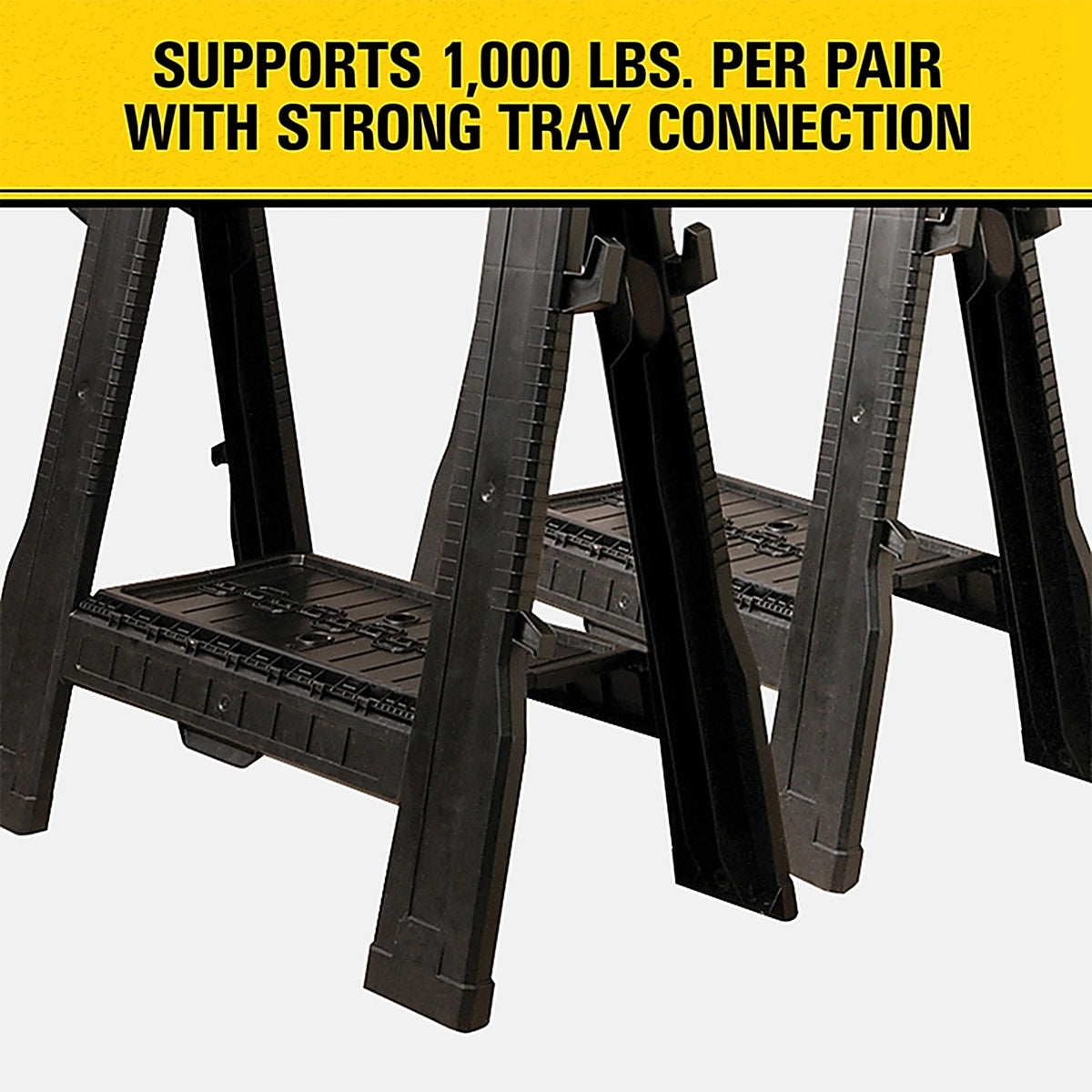 Stanley 060864R 32 in. H x 26-7/8 in. W x 2-1/8 in. D Folding Sawhorse 1000 lb. capacity Black 1/Pack