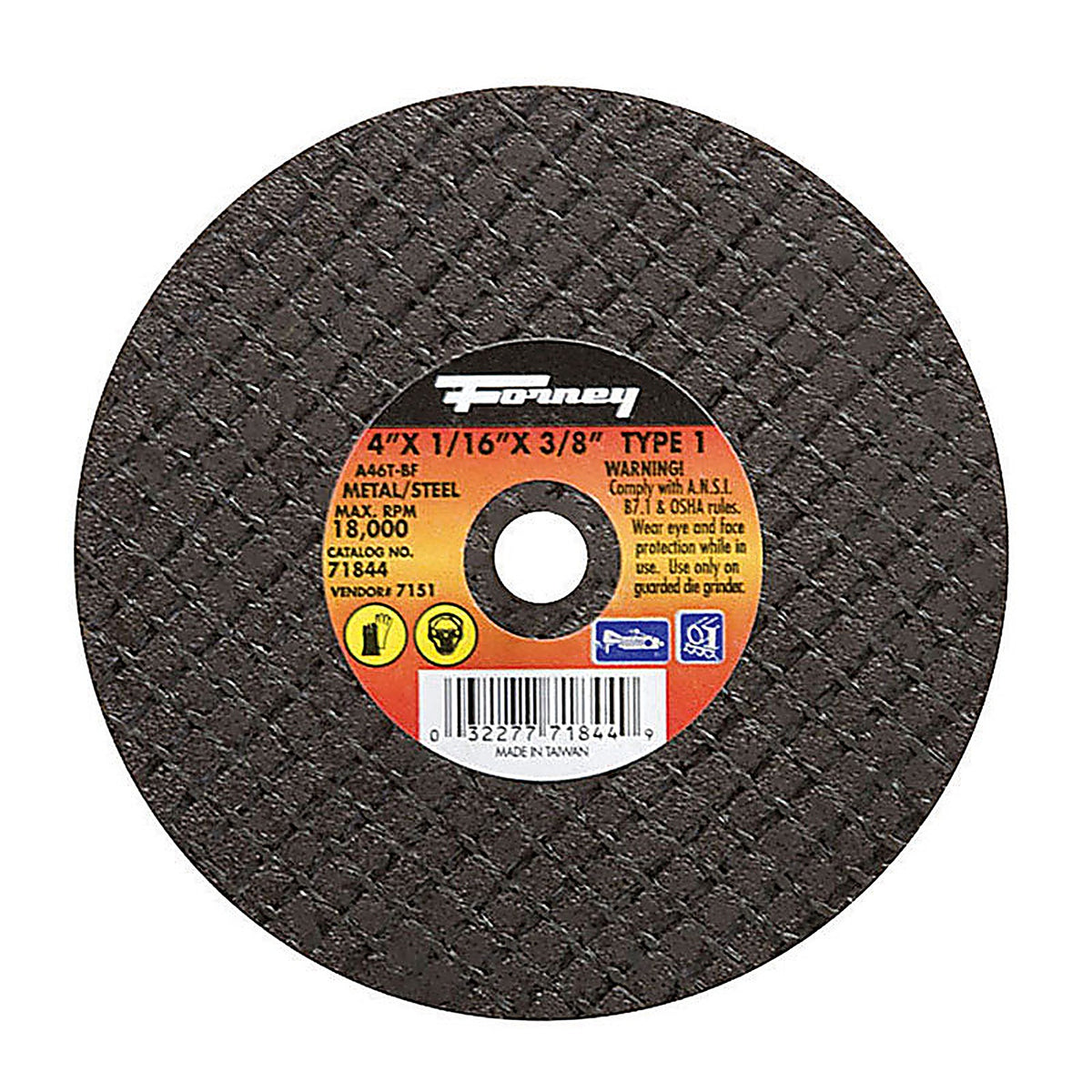 Forney 71844 4 in. D X 3/8 in. S Aluminum Oxide Metal Cut-Off Wheel 1 pc