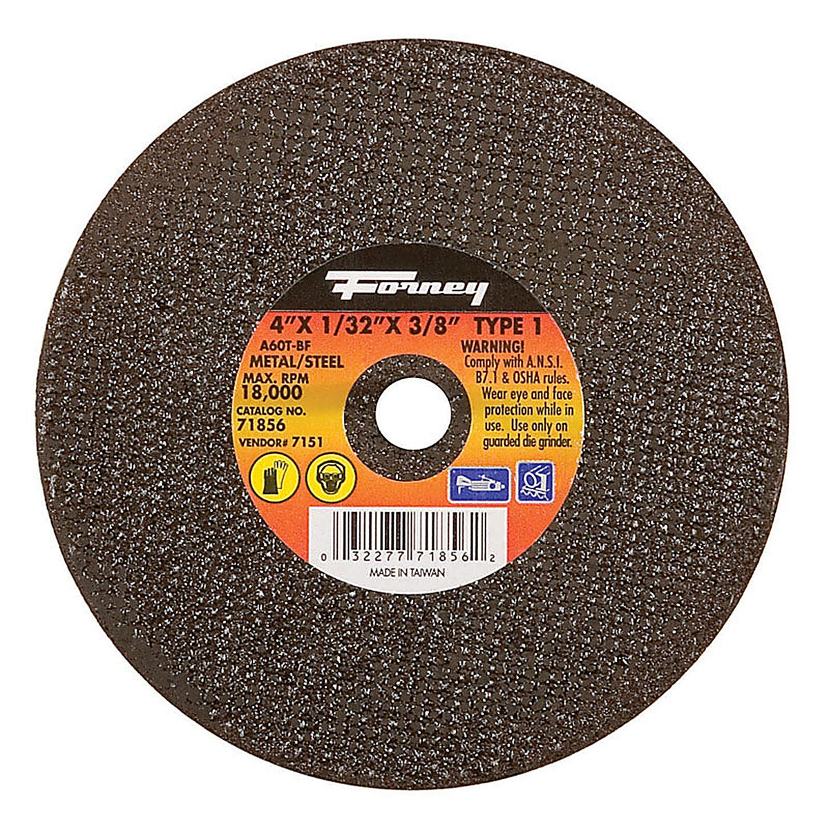 Forney 71856 4 in. D X 3/8 in. S Aluminum Oxide Metal Cut-Off Wheel 1 pc