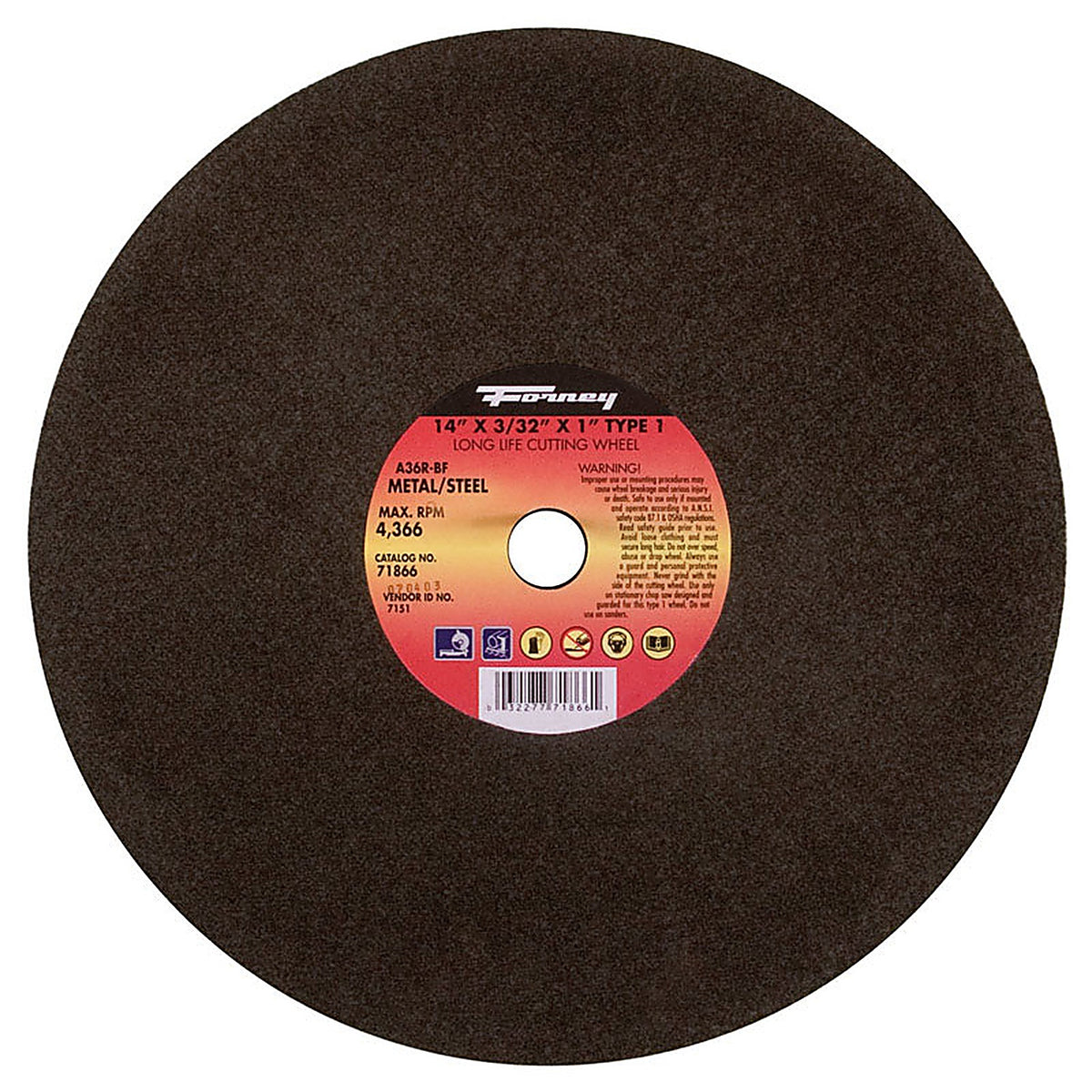 Forney 71866 14 in. D X 1 in. S Aluminum Oxide Metal Cutting Wheel 1 pc