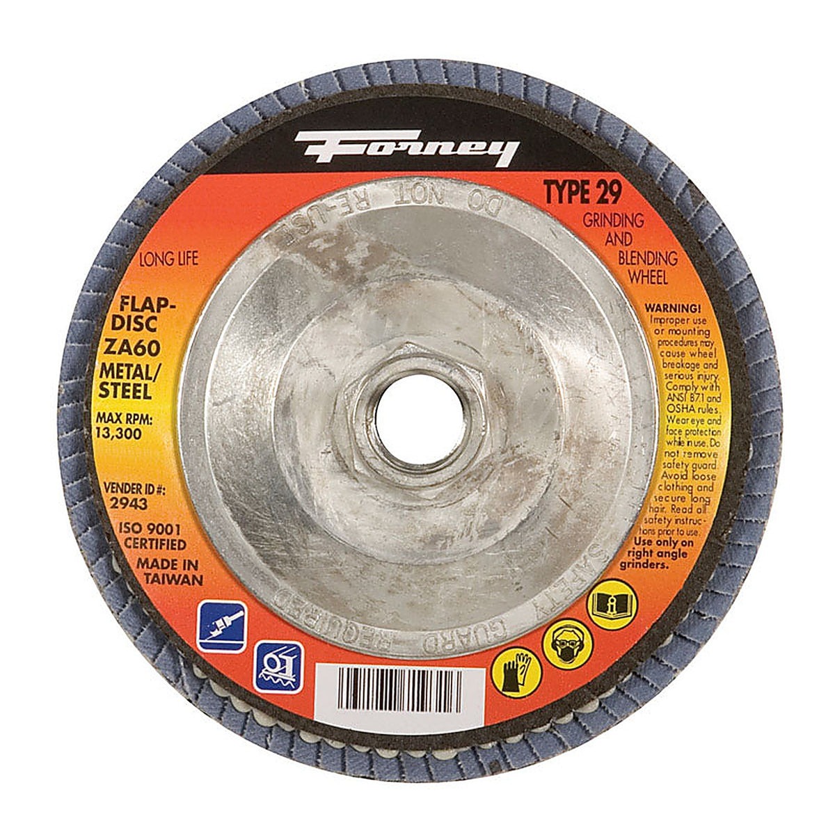 Forney 71933 4-1/2 in. D Zirconia Aluminum Oxide Thread Arbor Flap Disc 120 Grit 1 pc
