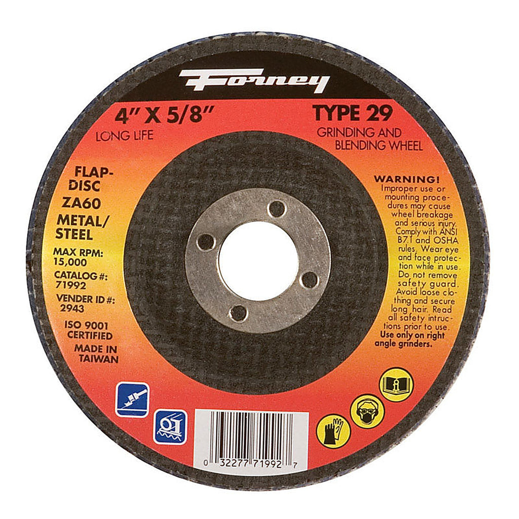 Forney 71992 4 in. D X 5/8 in. S Zirconia Aluminum Oxide Flap Disc 60 Grit 1 pc