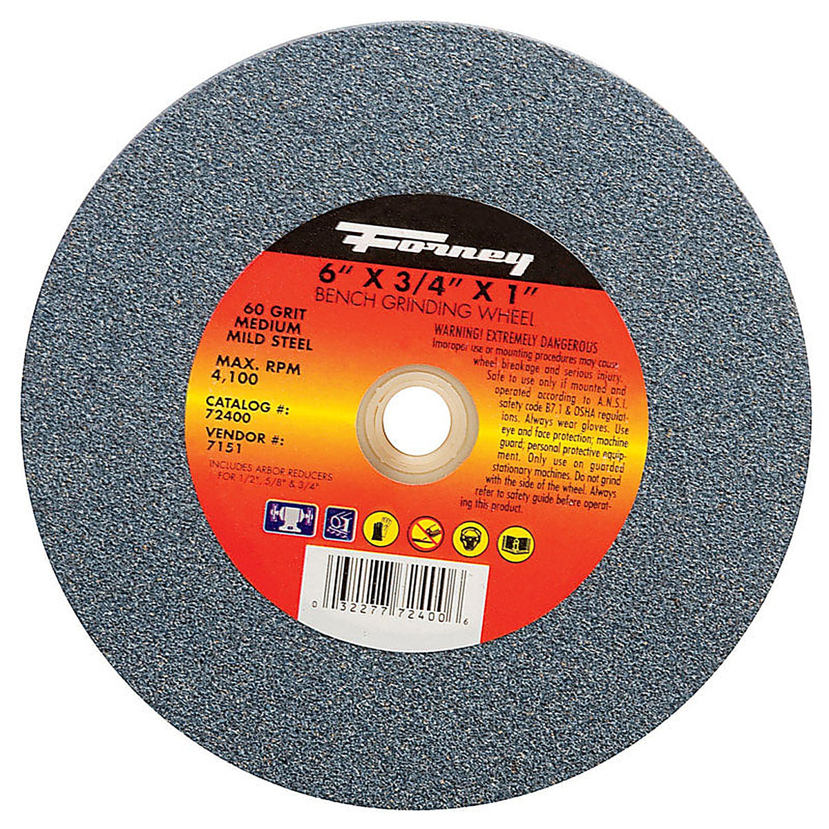 Forney 72400 6 in. D X 3/4 in. thick T X 1 in. in. S Bench Grinding Wheel 1 pc