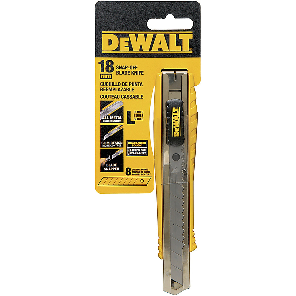DeWalt DWHT10038 6-1/4 in. Sliding Snap-Off Utility Knife Black/Yellow 1 pk