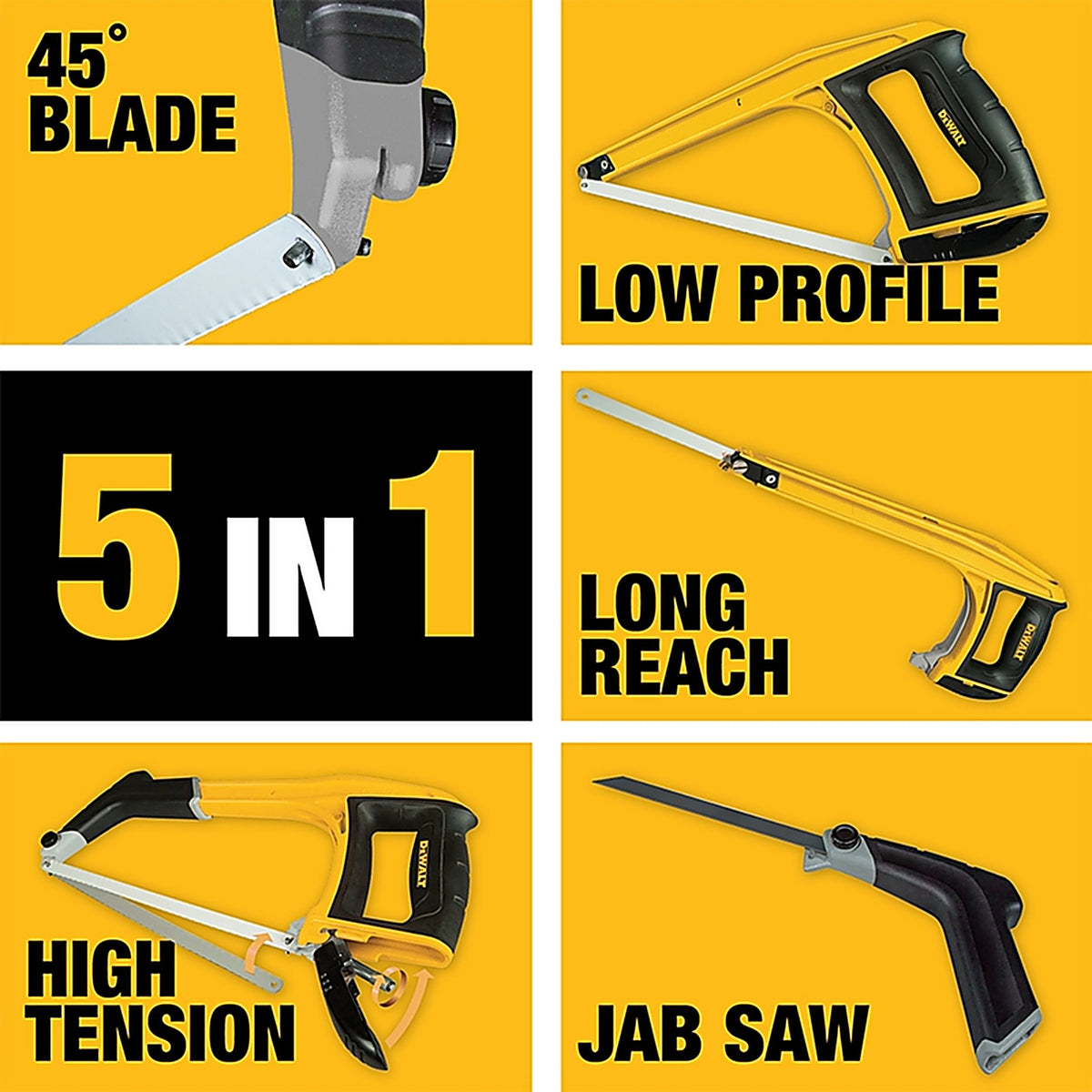 DeWalt DWHT20547L 12 in. Carbon Steel Hacksaw Black/Yellow 1 pc