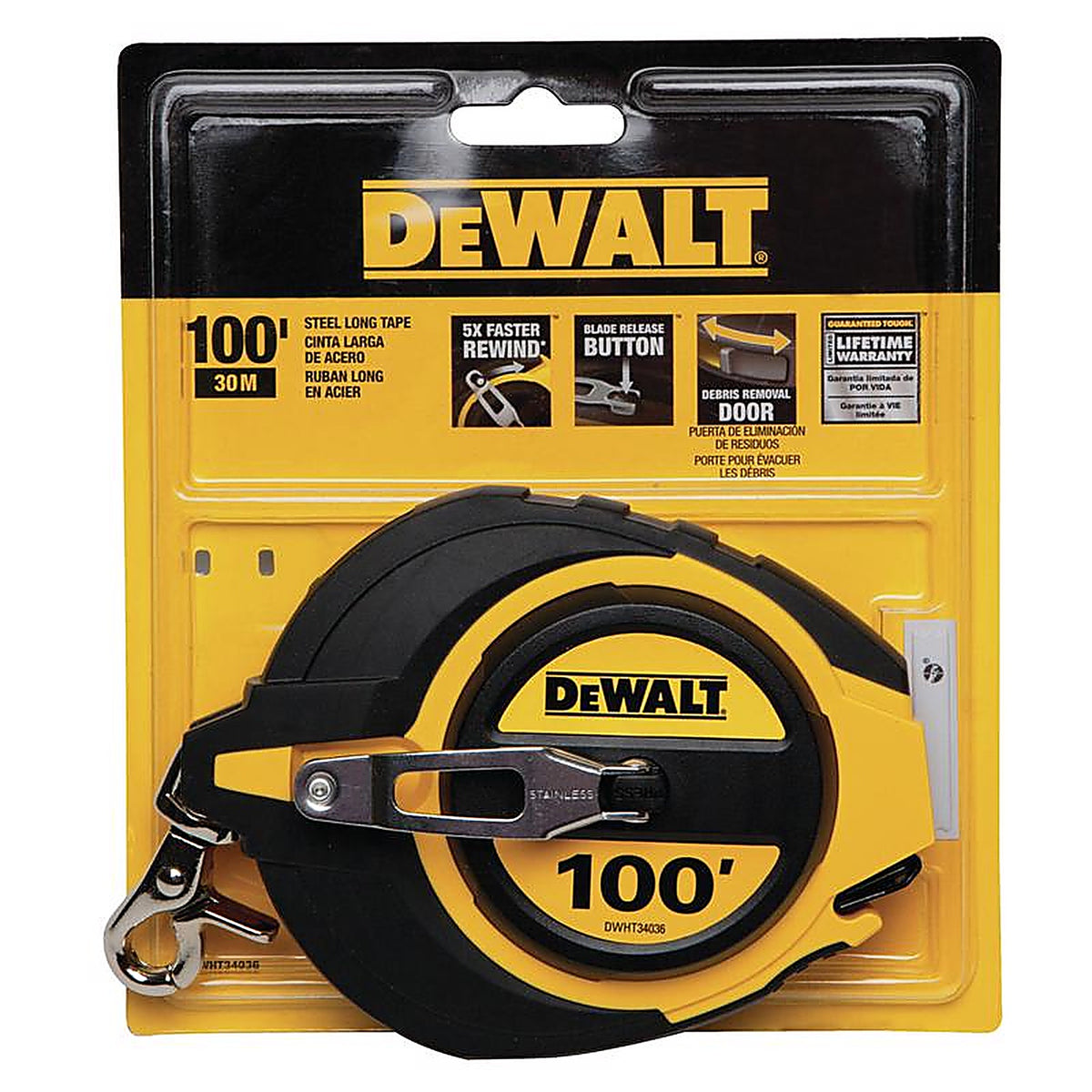 DeWalt - DWHT34036 - 100 Ft. L X 0.38 In. W Closed Case Long Tape Measure 1 Pack