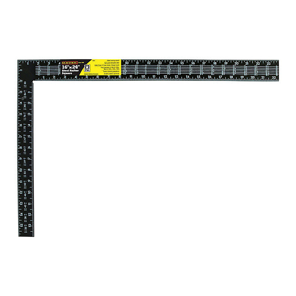 GreatNeck 10219 Mayes 24 in. L x 16 in. H Steel Carpenter Square Black