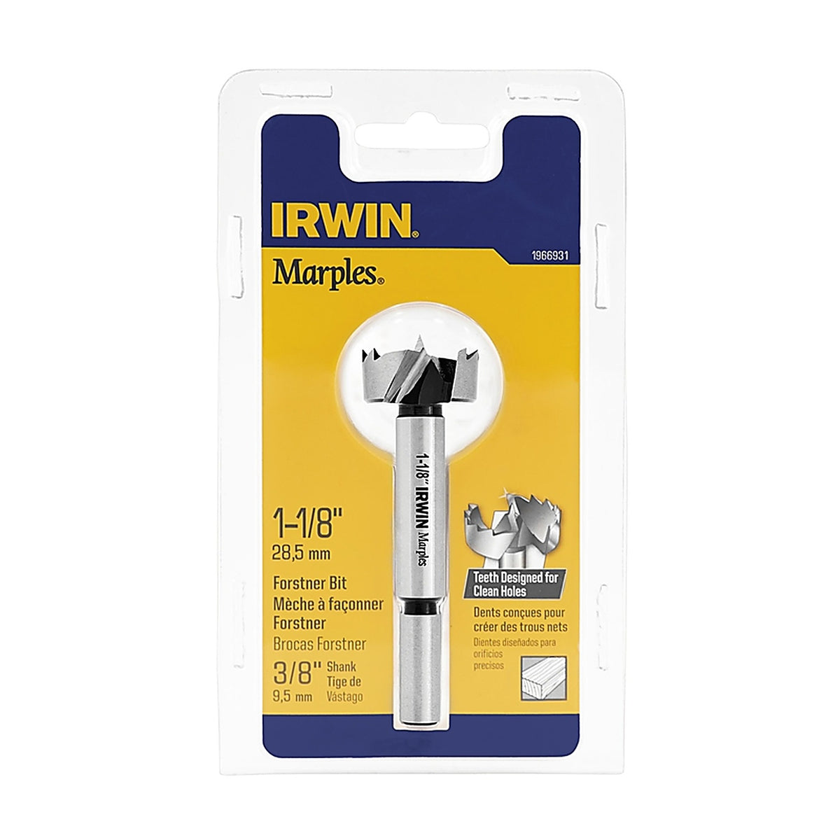 Irwin 1966931 Marples 1-1/8 in. x 4 in. L Carbon Steel Forstner Drill Bit 1/pc.