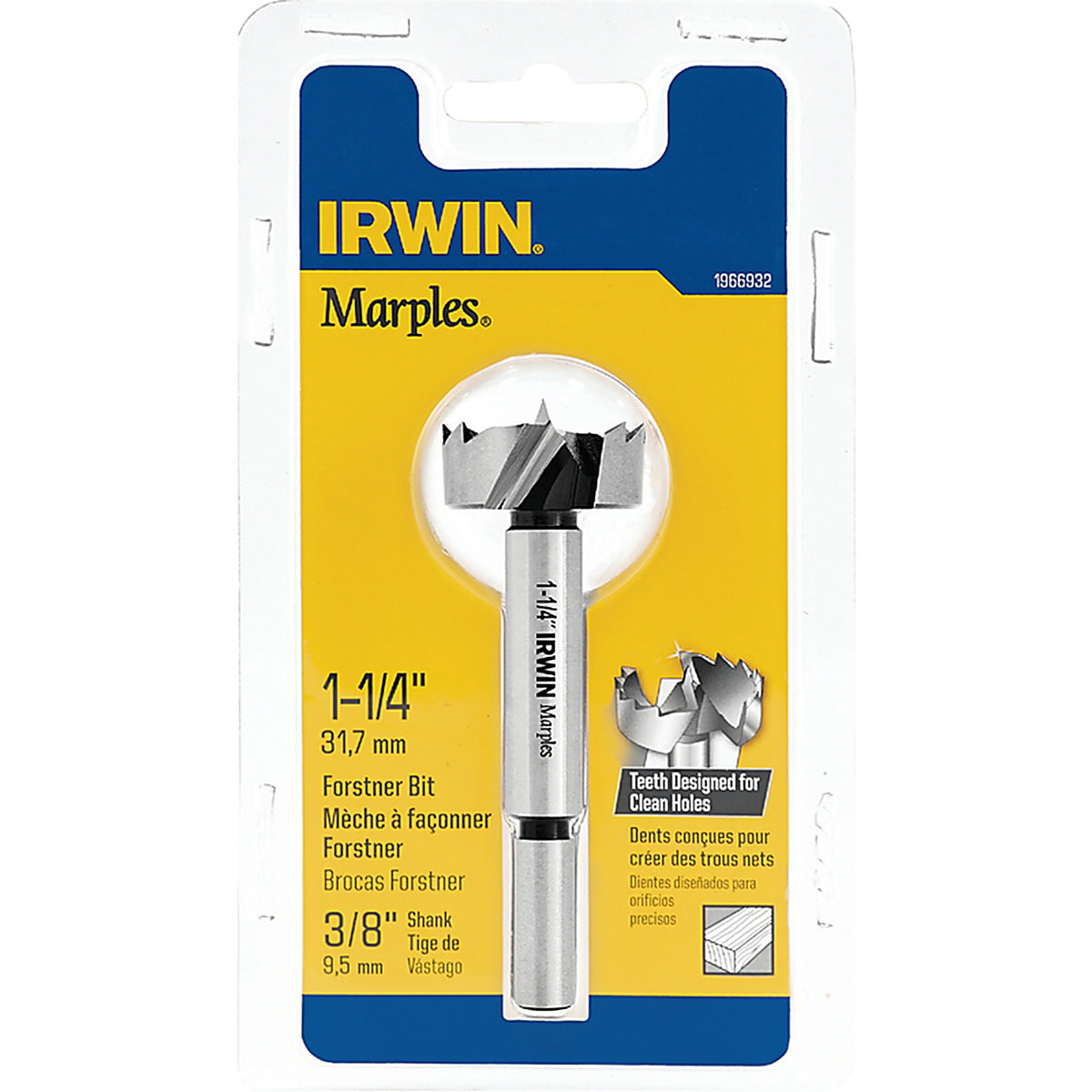 Irwin 1966932 Marples 1-1/4 in. x 4 in. L Carbon Steel Forstner Drill Bit 1/pc.