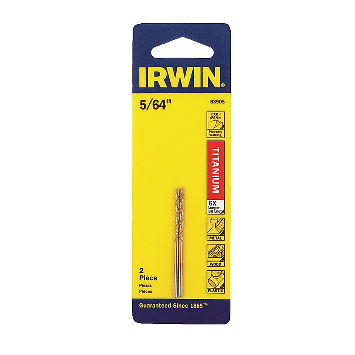 Irwin 63905 5/64 in. x 2 in. L High Speed Steel Drill Bit Set 2/pc.