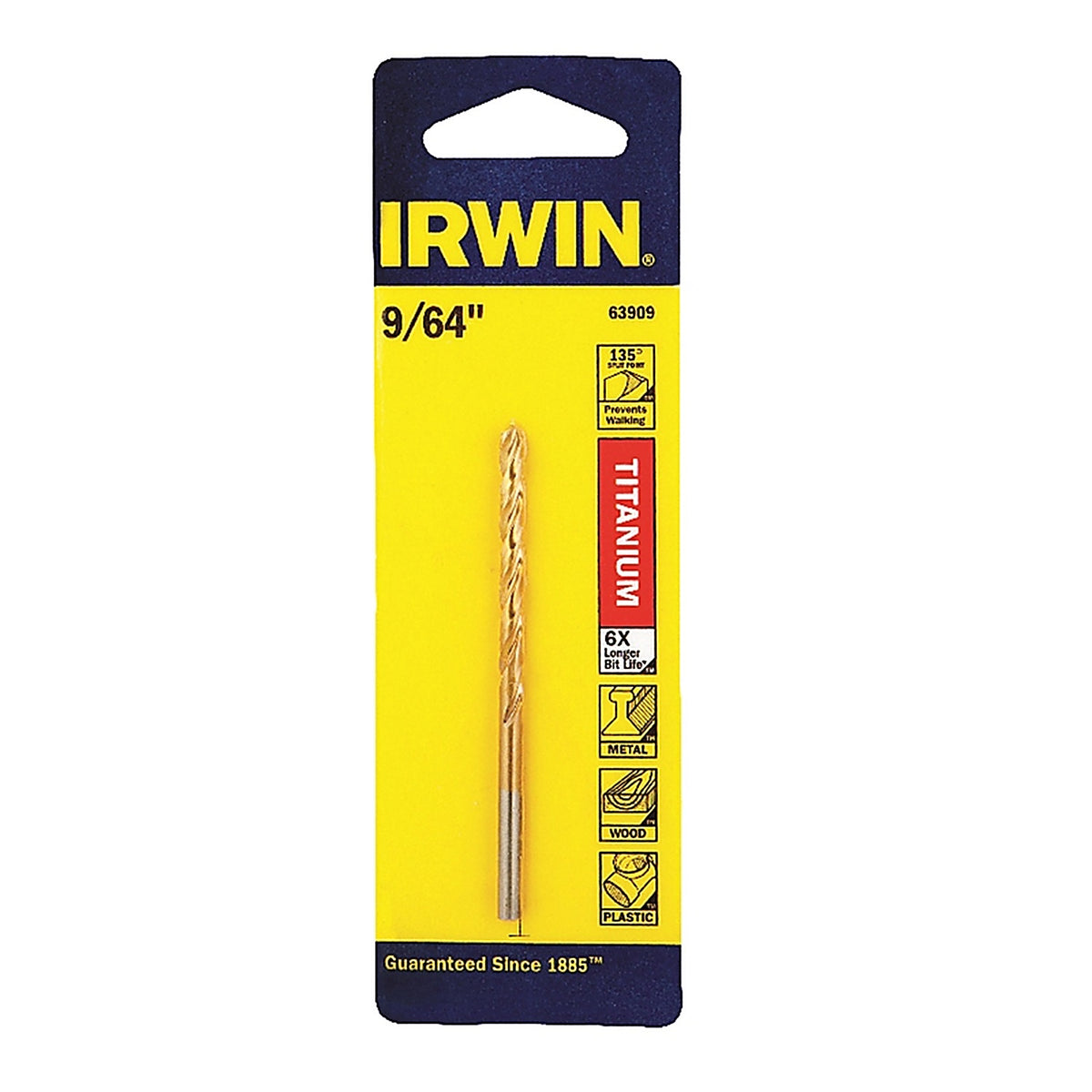Irwin 63909 9/64 in. x 2-7/8 in. L High Speed Steel Drill Bit 1/pc.