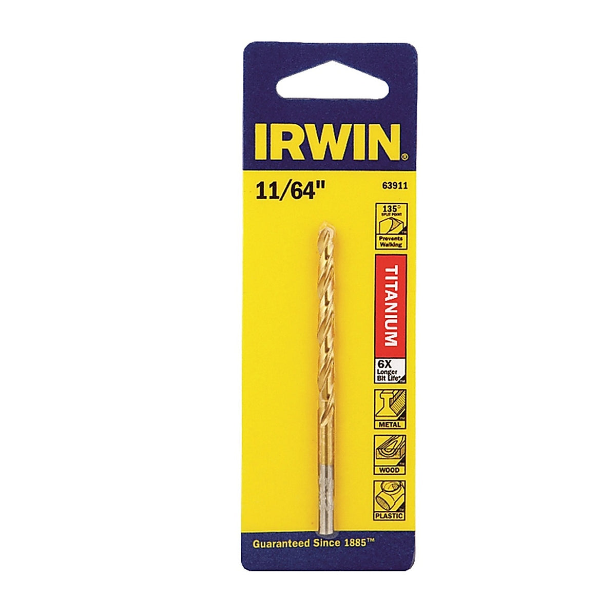 Irwin 63911 11/64 in. x 3-1/4 in. L High Speed Steel Drill Bit 1/pc.