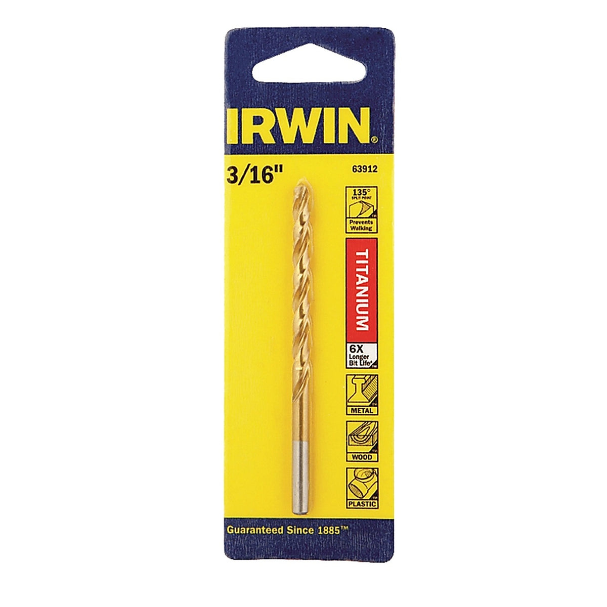 Irwin 63912 3/16 in. x 3-1/2 in. L High Speed Steel Drill Bit 1/pc.