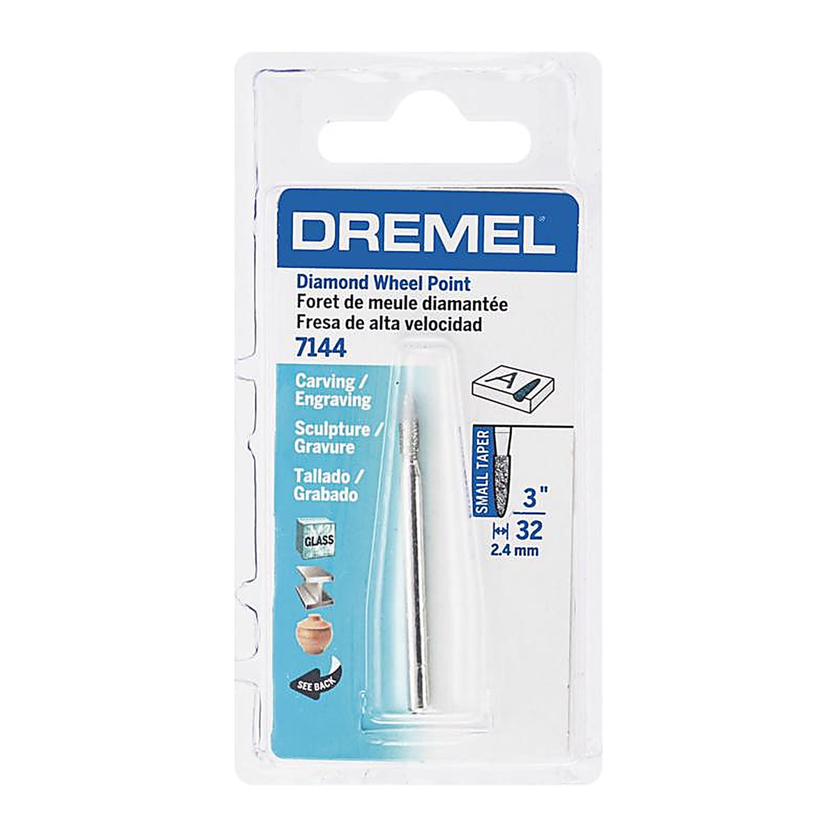 Dremel - 7144 - 3/32 In. D X 3/32 In. L Diamond Coated Wheel Point Tapered 35000 Rpm 1 Piece