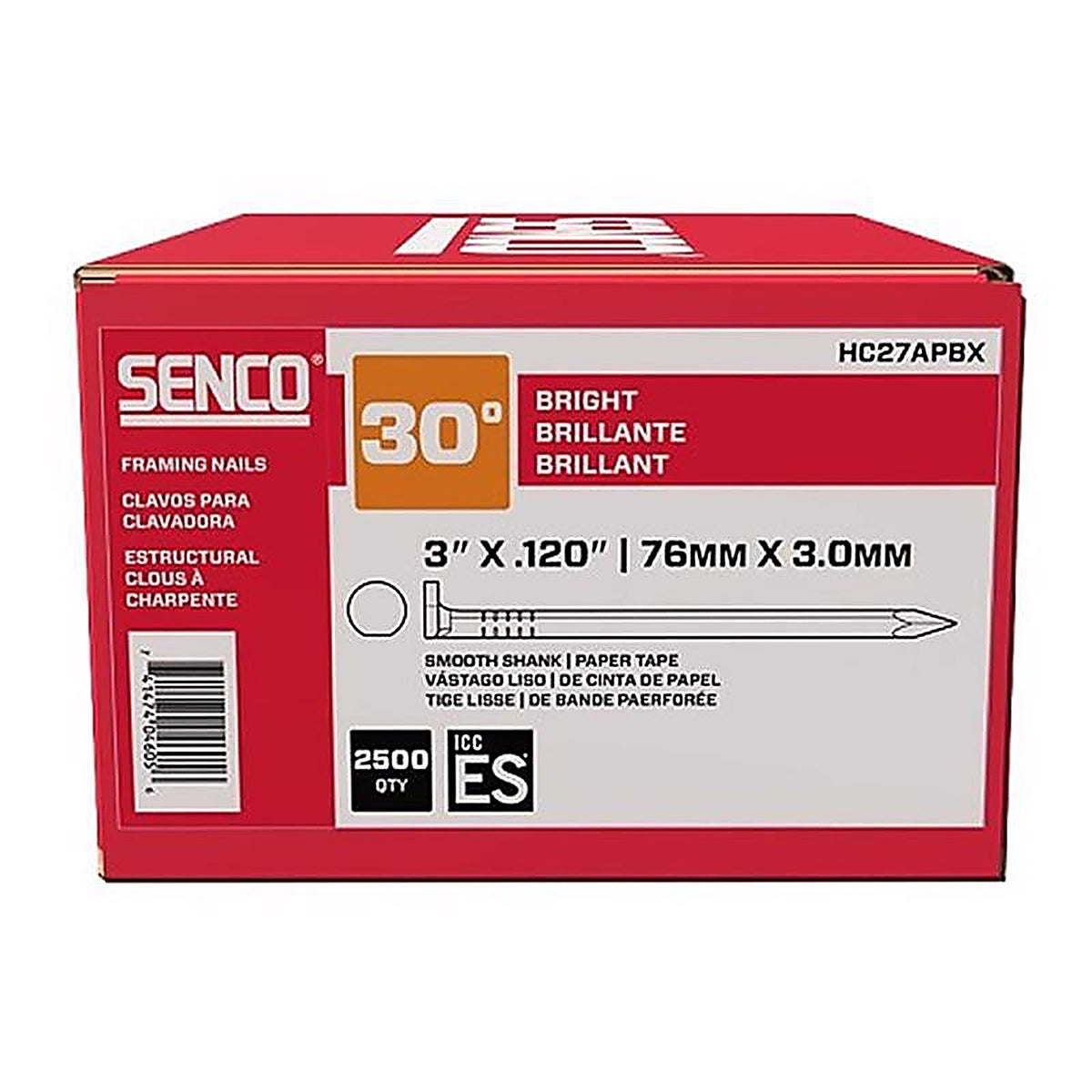 Senco HC27APBX 3 in. Paper Strip Framing Nails 34 deg. Smooth Shank 2500/Pack