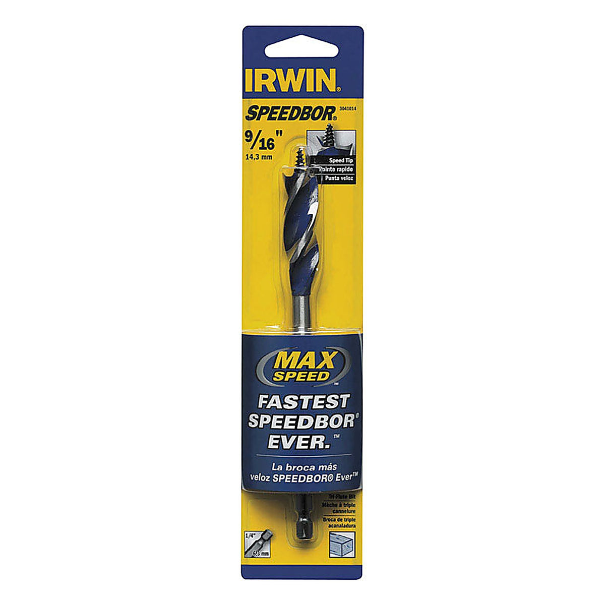 Irwin - 3041014 - Speedbor 9/16 In. X 6 In. L Carbon Steel Wood Boring Bit Quick-Change HEX Shank 1 Piece