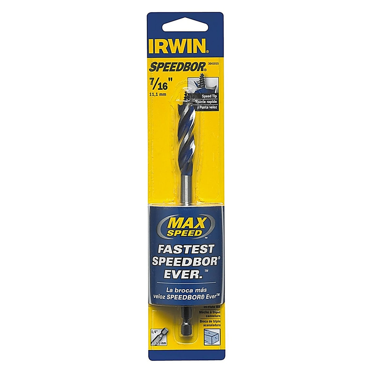 Irwin - 3041015 - Speedbor 7/16 In. X 6 In. L Carbon Steel Wood Boring Bit Quick-Change HEX Shank 1 Piece