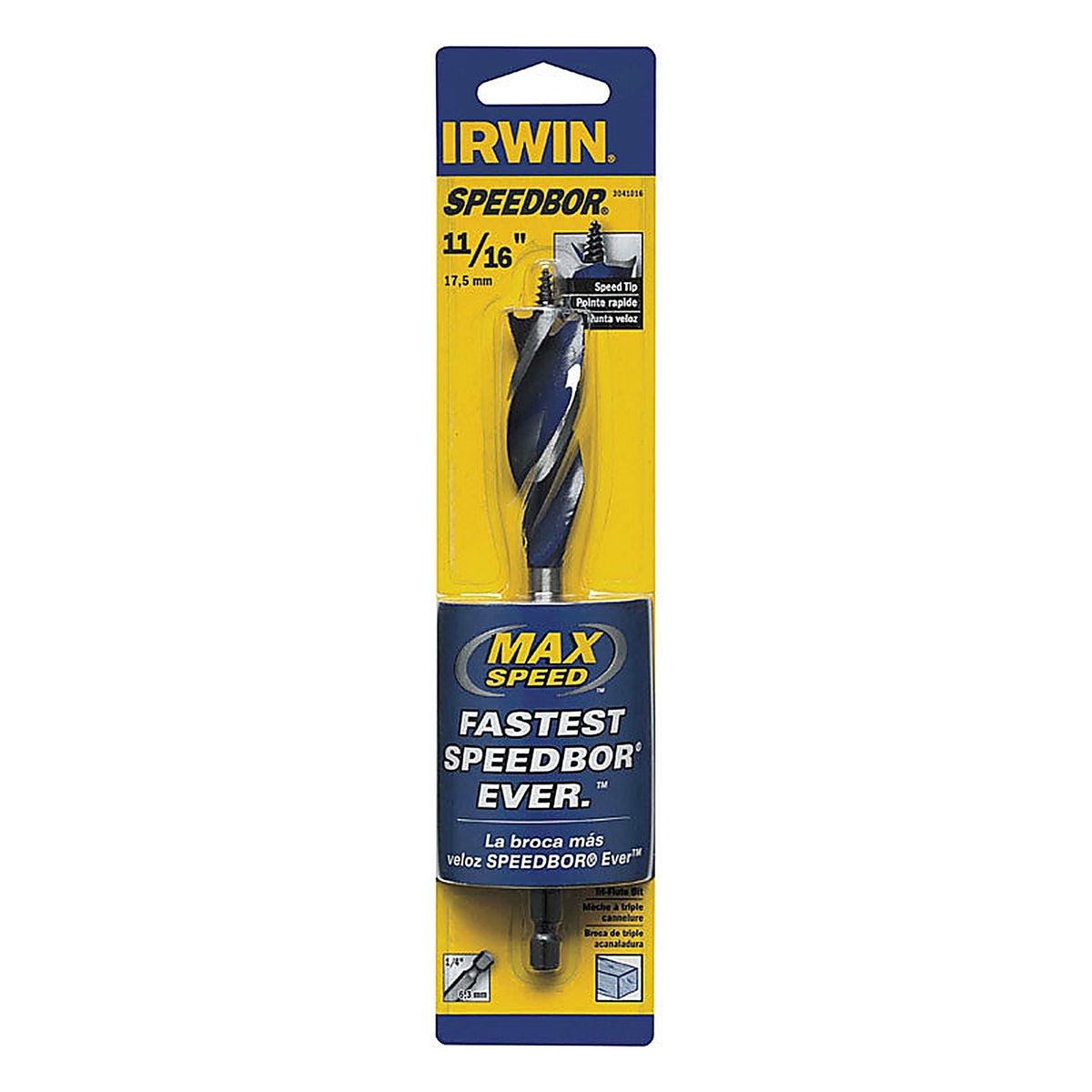 Irwin - 3041016 - Speedbor 11/16 In. X 6 In. L Carbon Steel Wood Boring Bit Quick-Change HEX Shank 1 Piece
