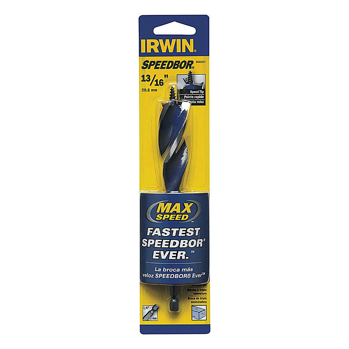 Irwin - 3041017 - Speedbor 13/16 In. X 6 In. L Carbon Steel Wood Boring Bit Quick-Change HEX Shank 1 Piece
