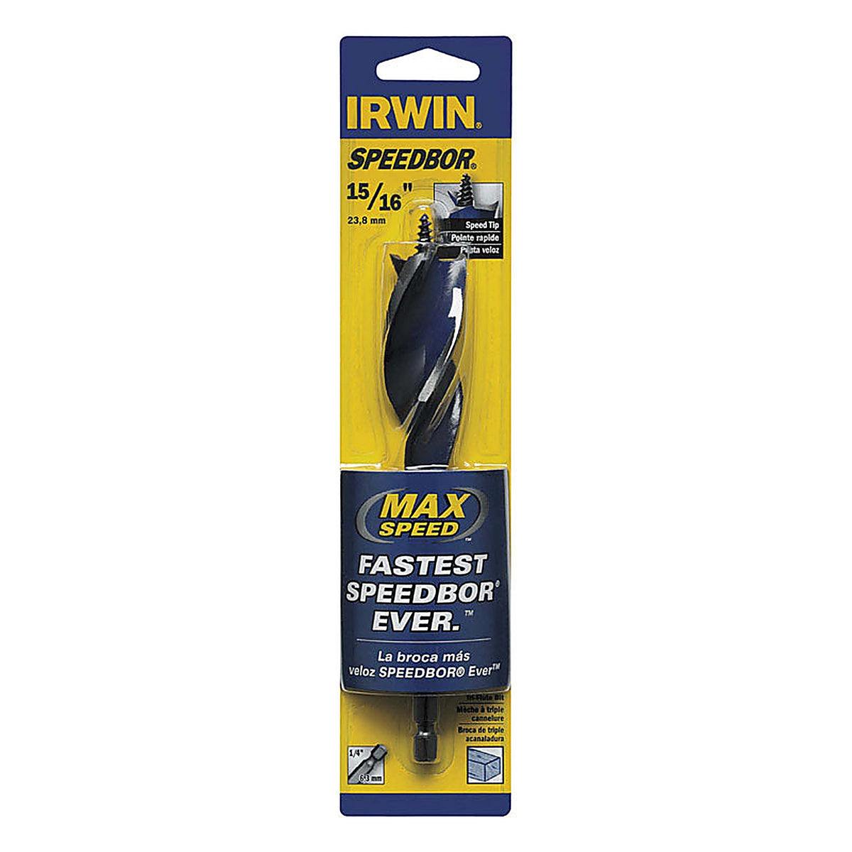 Irwin - 3041018 - Speedbor 15/16 In. X 6 In. L Carbon Steel Wood Boring Bit Quick-Change HEX Shank 1 Piece