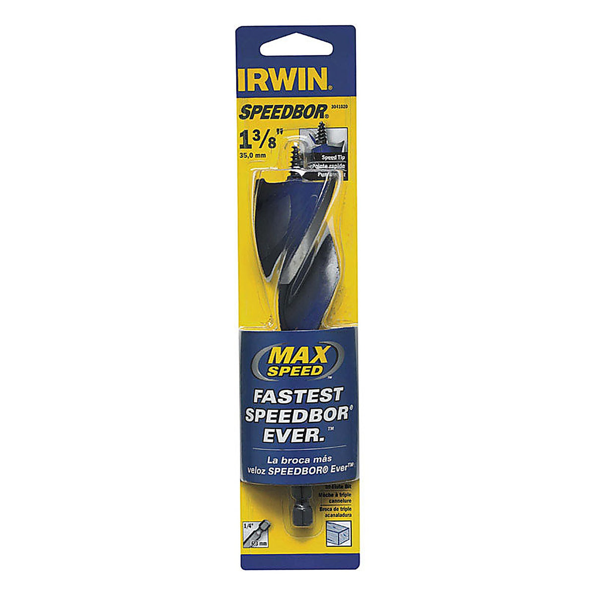 Irwin - 3041020 - Speedbor 1-3/8 In. X 6 In. L Carbon Steel Wood Boring Bit Quick-Change HEX Shank 1 Piece