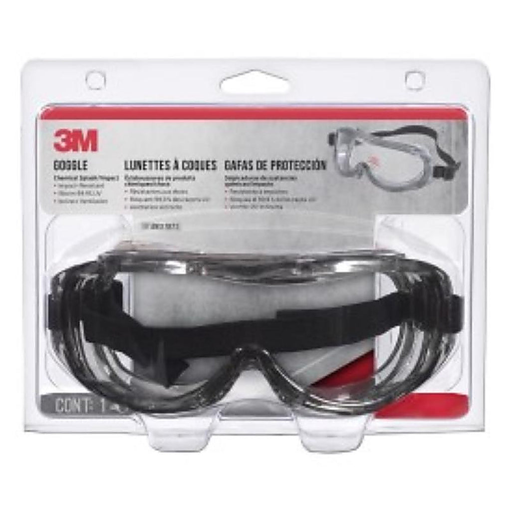 3M 91264-80025T Chemical Splash Goggles Clear Lens Black Frame 1 pc