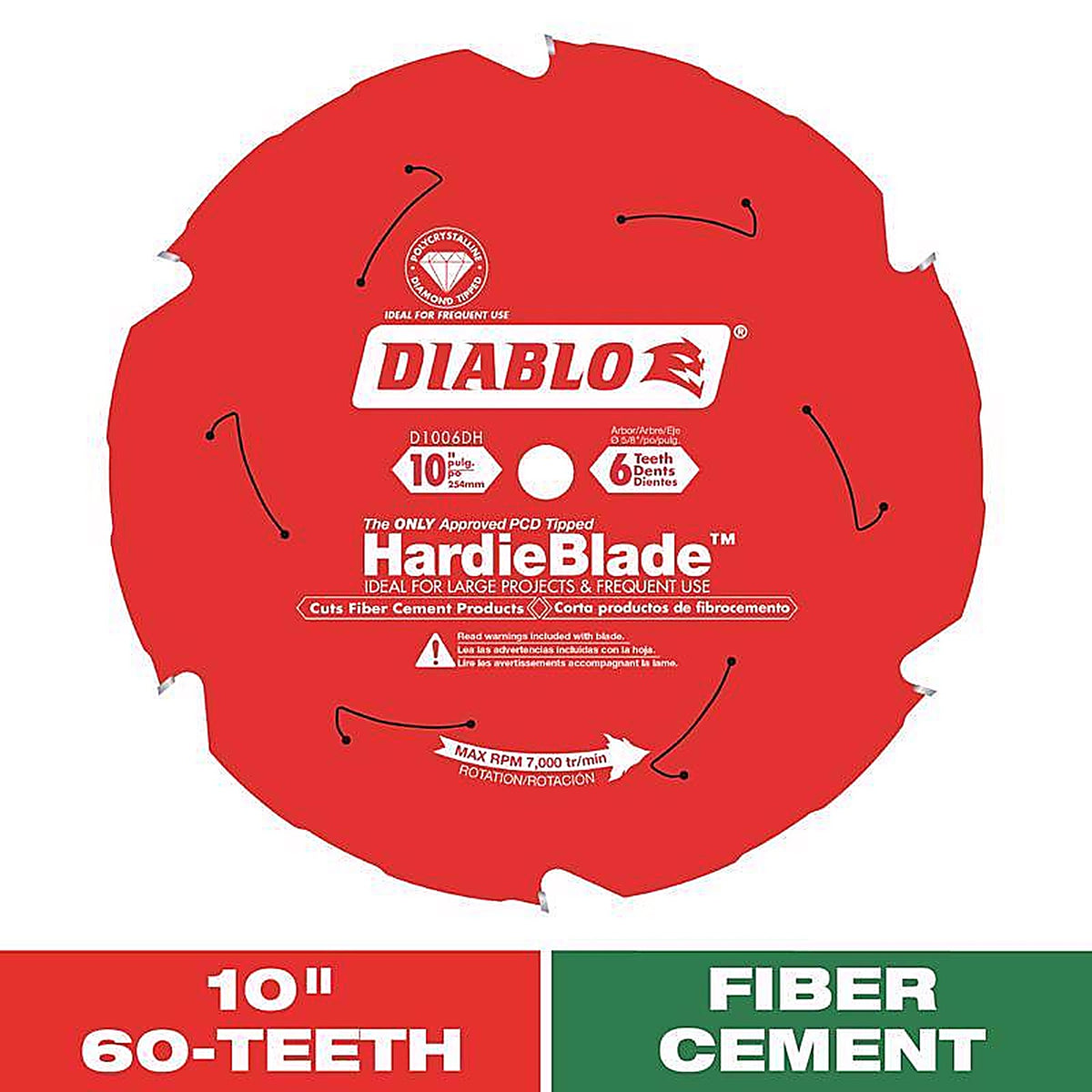 Diablo D1006DH HardieBlade 10 in. D X 5/8 in. Polycrystalline Diamond Tipped Fiber Cement Blade 6 teeth 1 pc