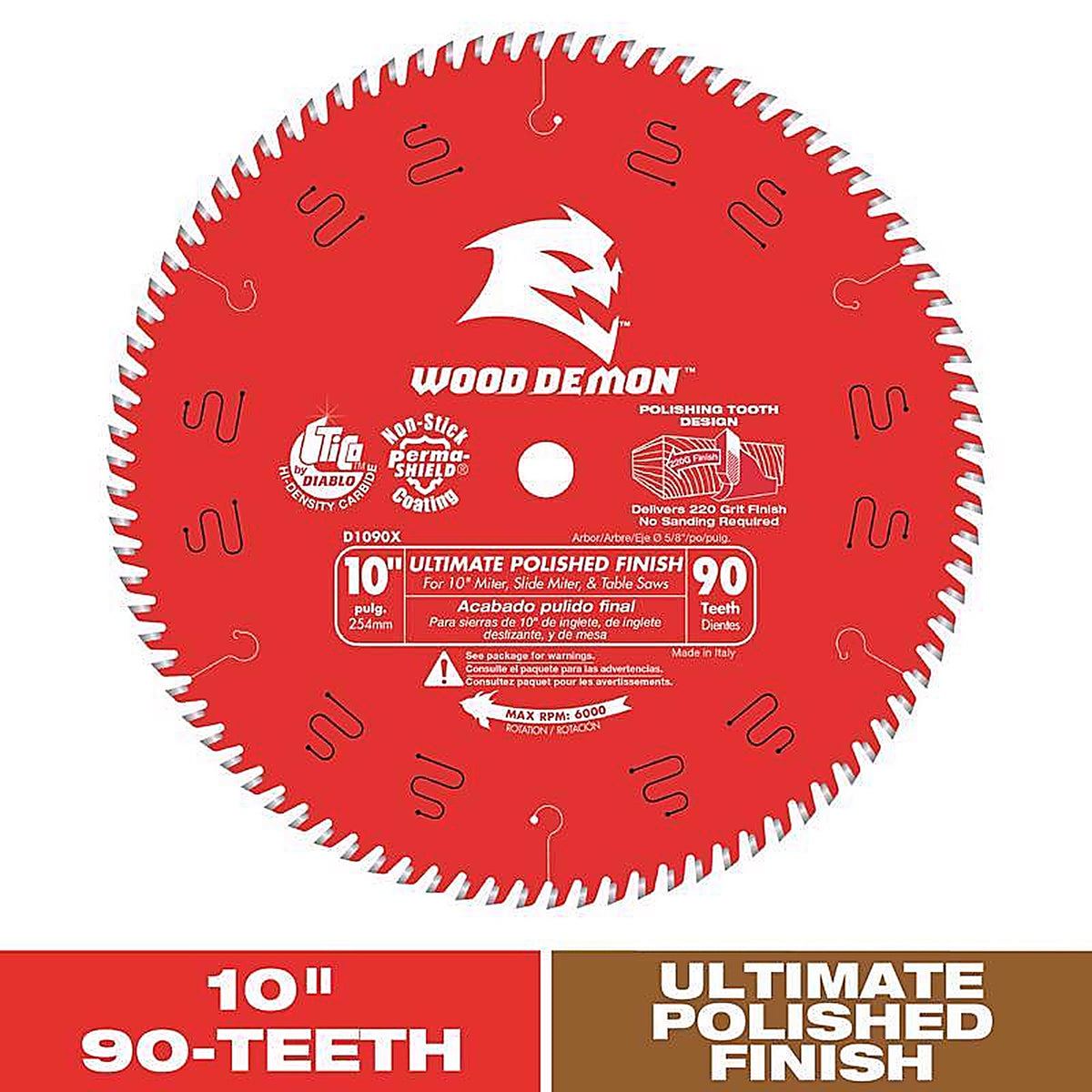 Diablo D1090X 10 in. D X 5/8 in. Carbide Circular Saw Blade 90 teeth