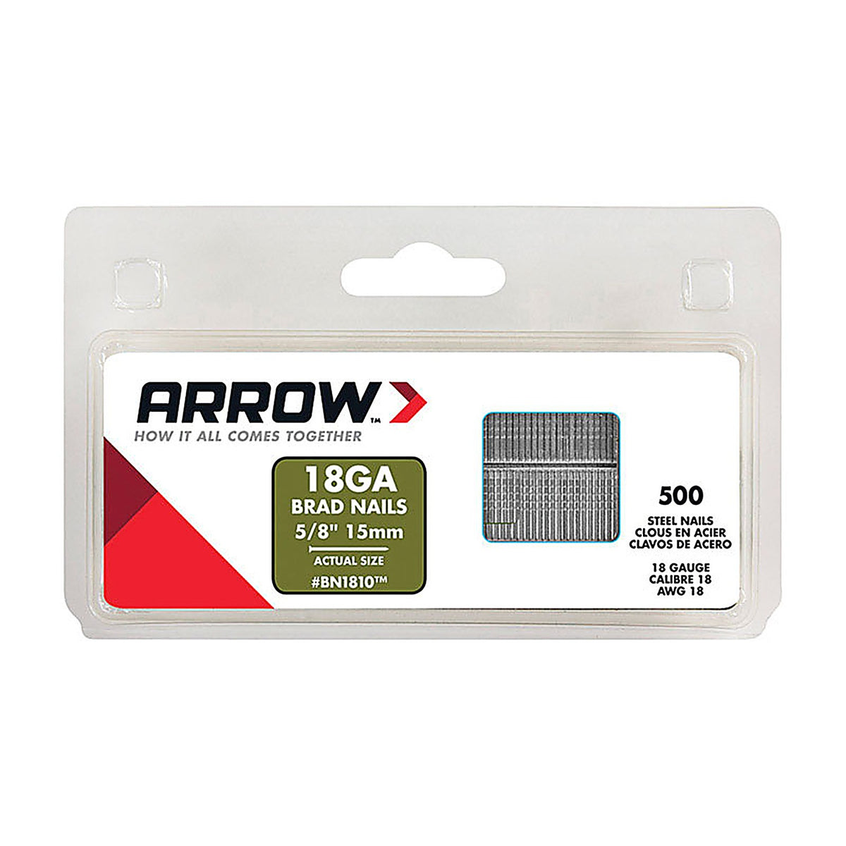 Arrow Fastener BN1810CS BN18 18 Ga. x 5/8 in. L Galvanized Steel Brad Nails 1000/Pack 0.32 lb.