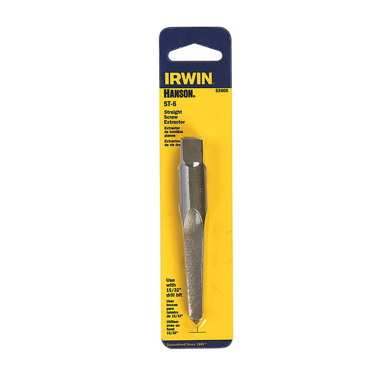 Irwin 53606 Hanson 15/32 in. x 15/32 in. Dia. Carbon Steel Straight Screw Extractor 7 in. 1/pc.