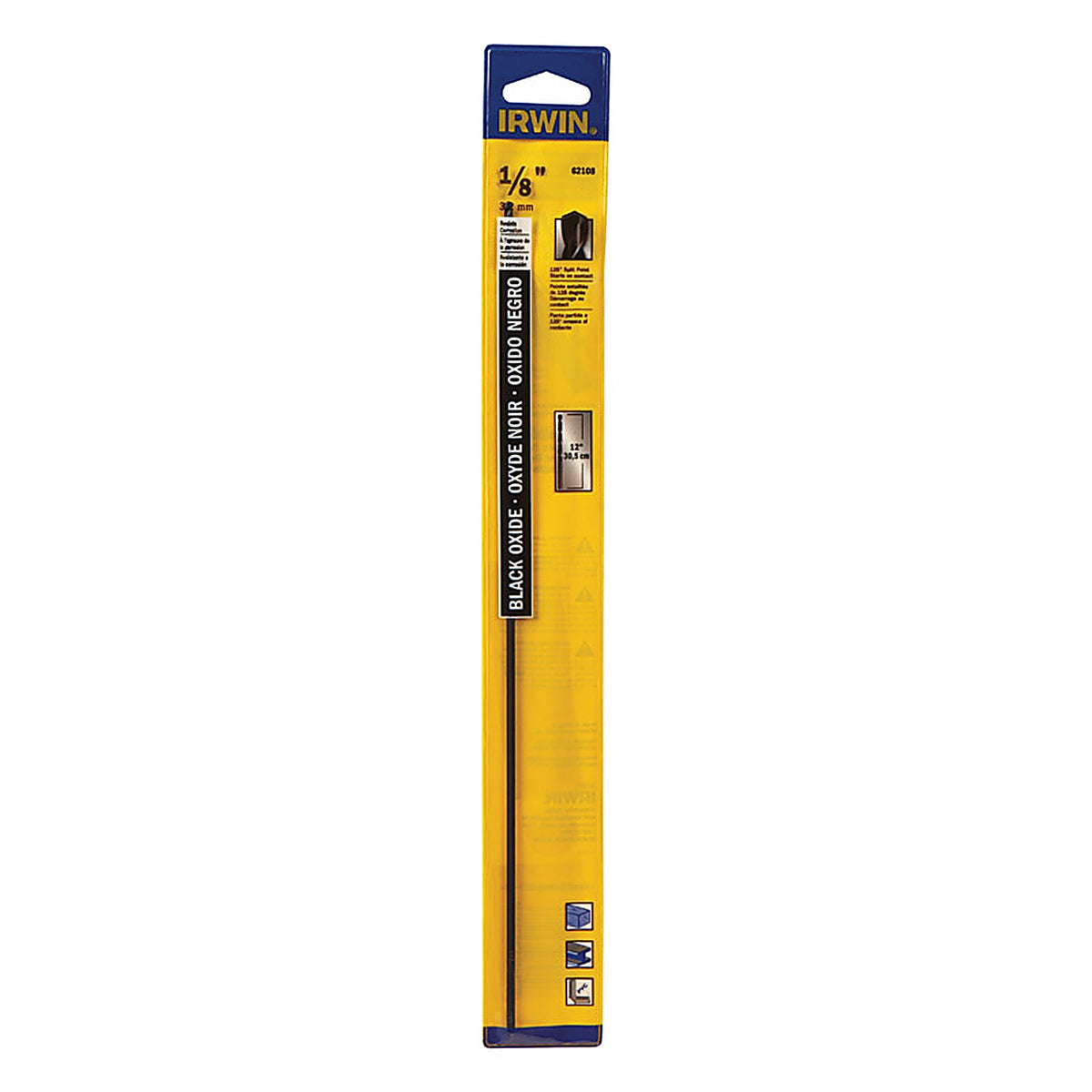 Irwin 62108 Aircraft Extension 1/8 in. x 12 in. L High Speed Steel Split Point Drill Bit 1/pc.