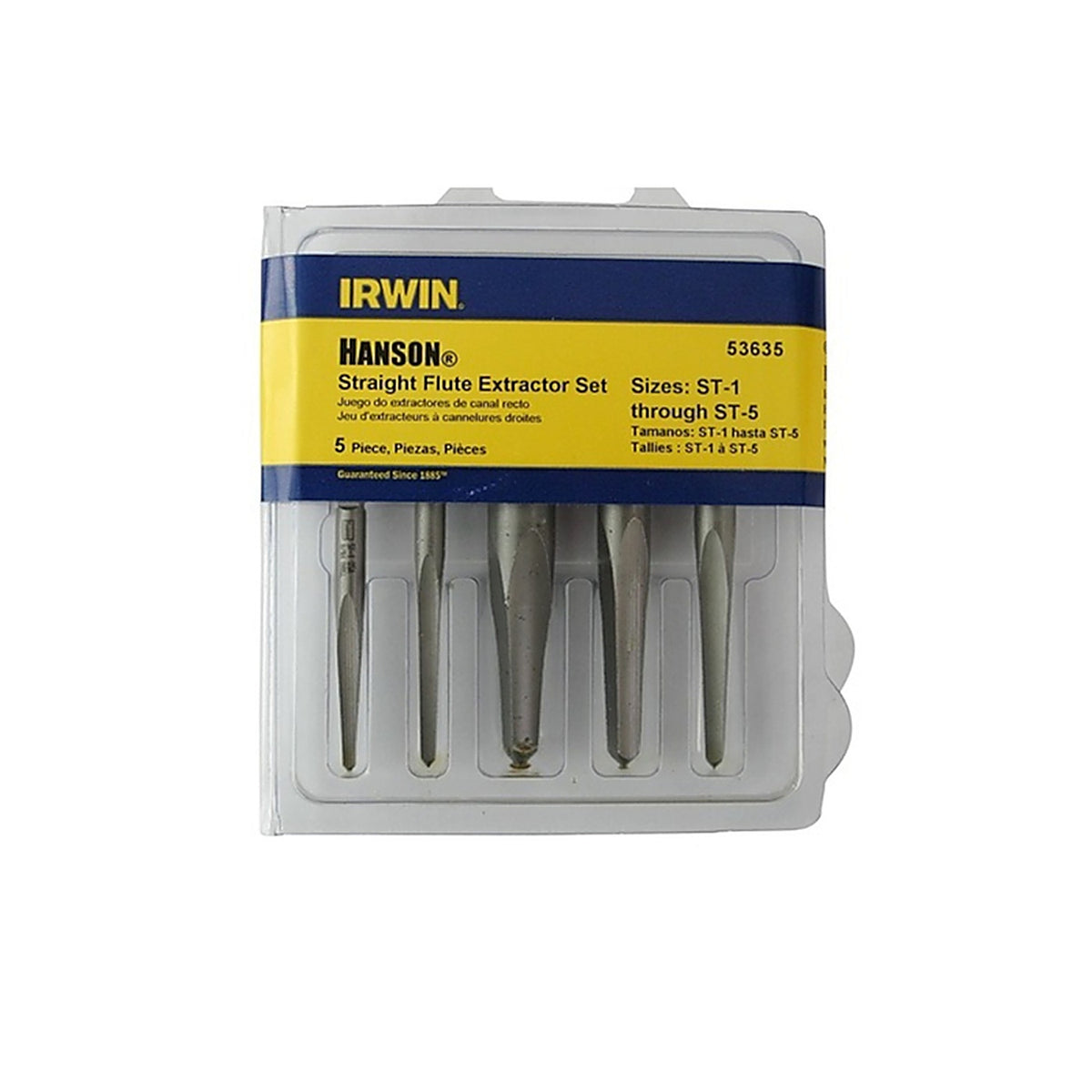 Irwin 53635 Hanson 3/8 in. Carbon Steel Straight Screw Extractor Set 7 in. 5/pc.
