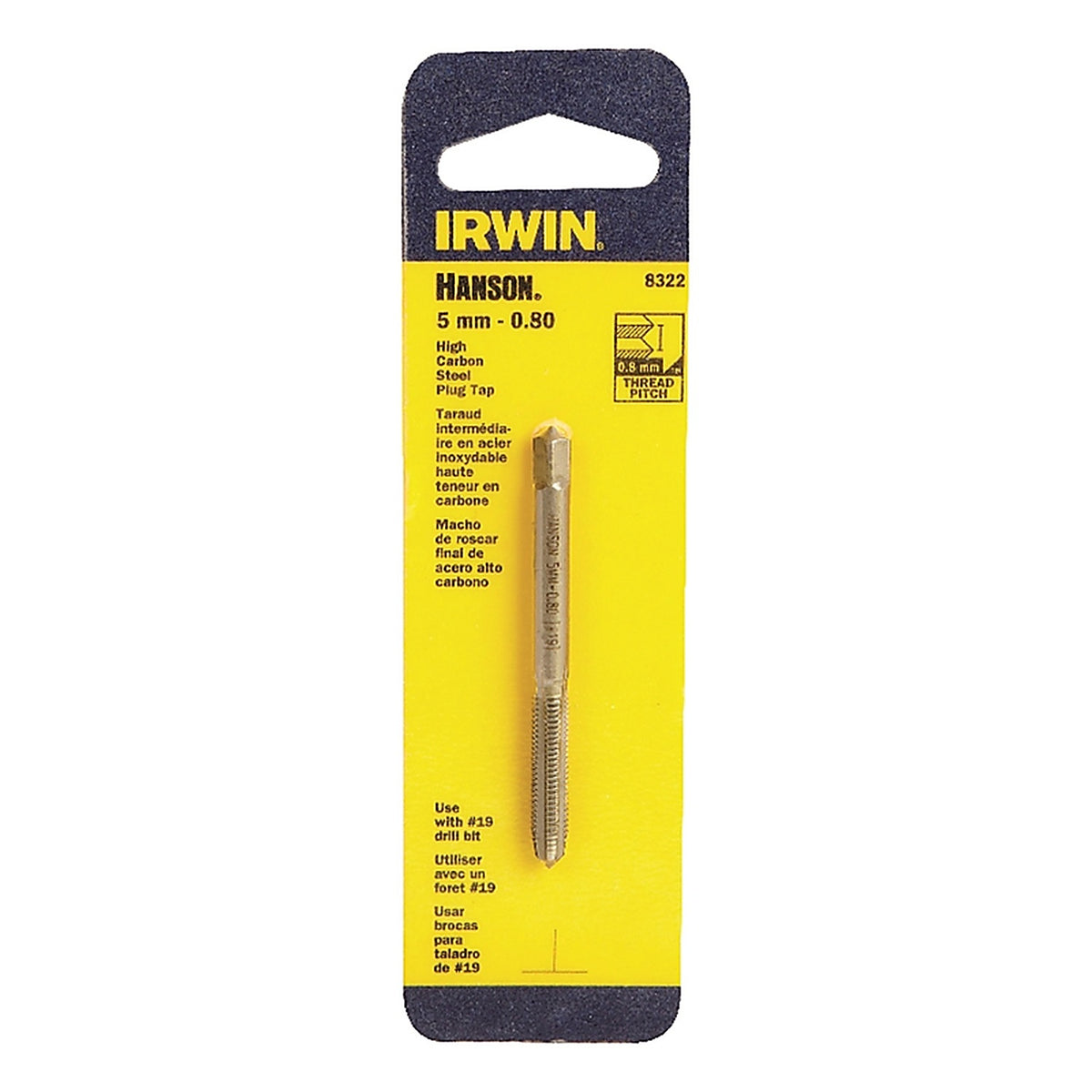 Irwin 8322ZR Hanson High Carbon Steel Metric Plug Tap 5mm-0.80 1/pc.
