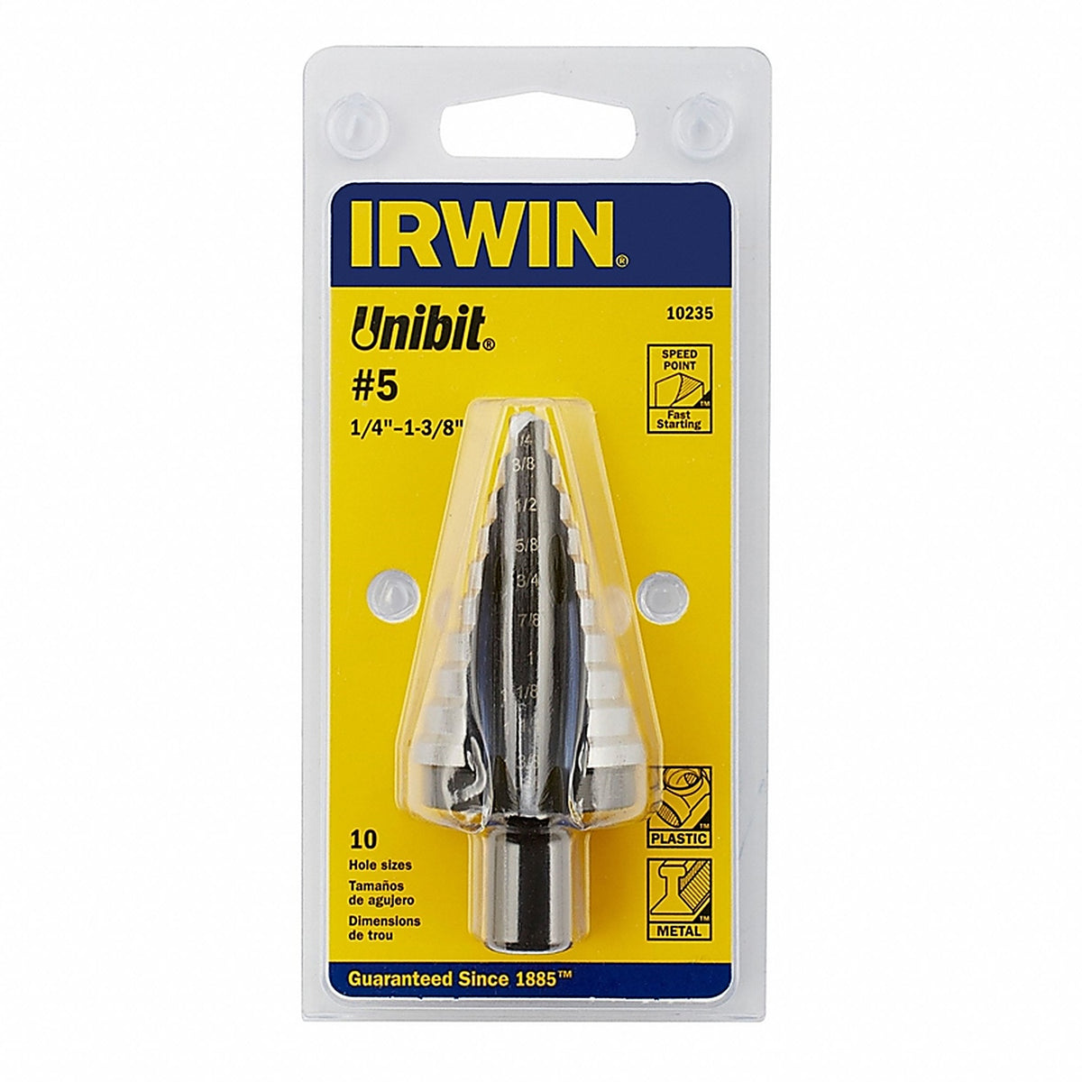 Irwin 10235 Unibit 1/4 to 1-3/8 in. x 6 in. L High Speed Steel Step Drill Bit 1/pc.