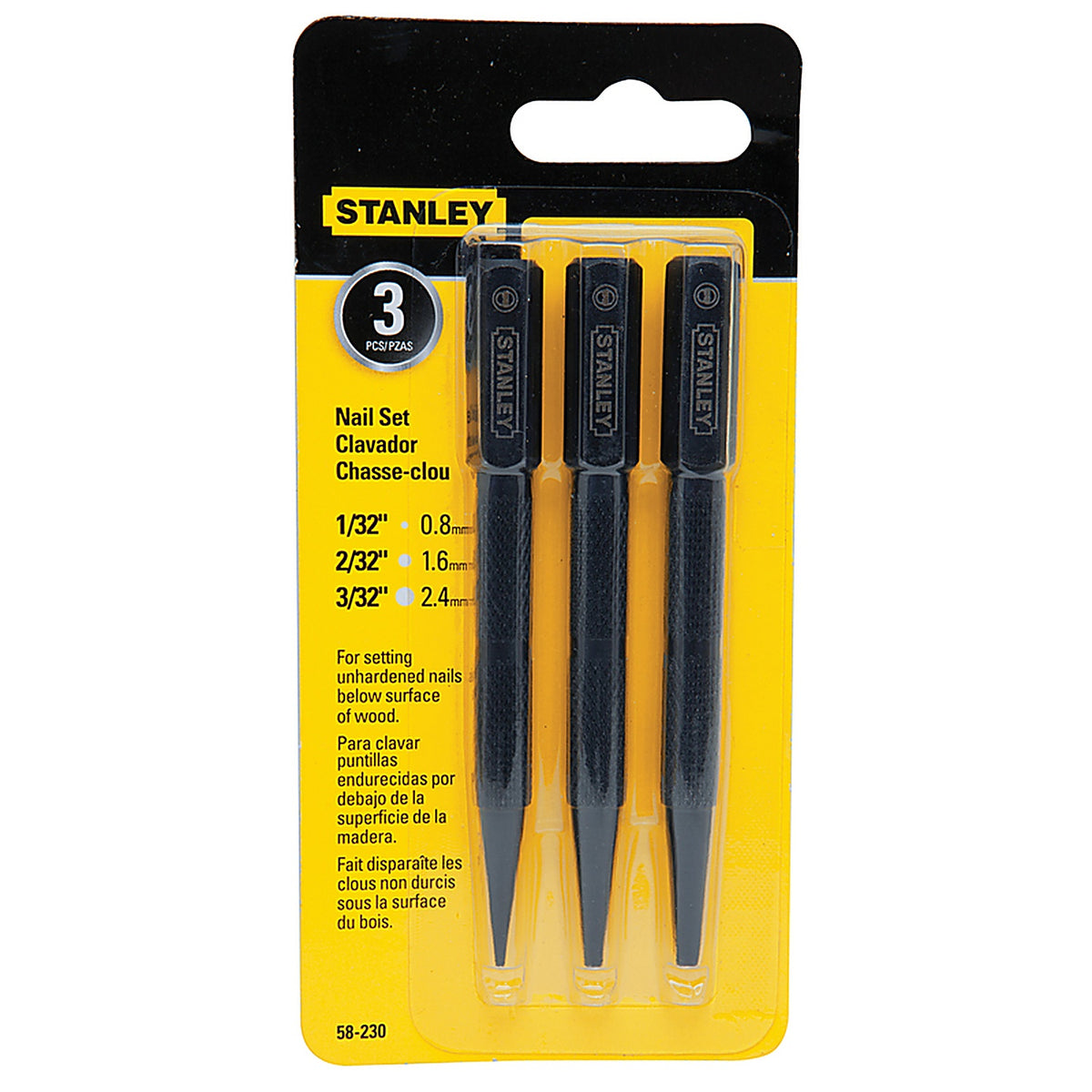 Stanley 58-230 Nail Set 3/pc.