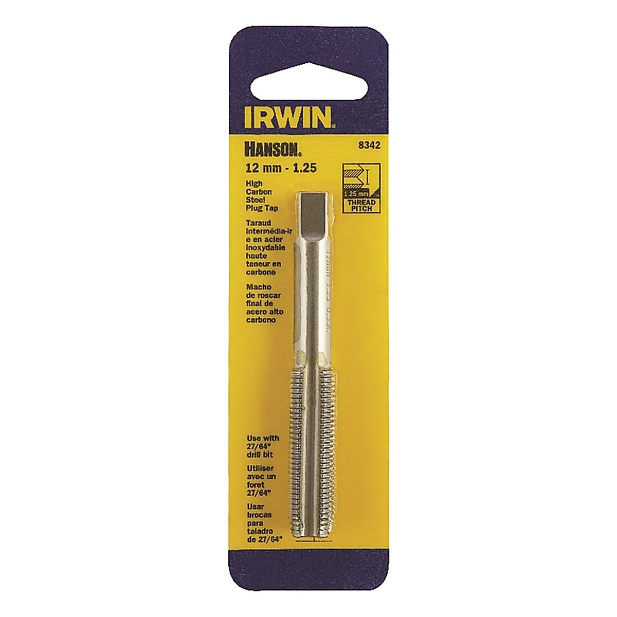 Irwin 8342ZR Hanson High Carbon Steel Metric Plug Tap 12mm-1.25 1/pc.