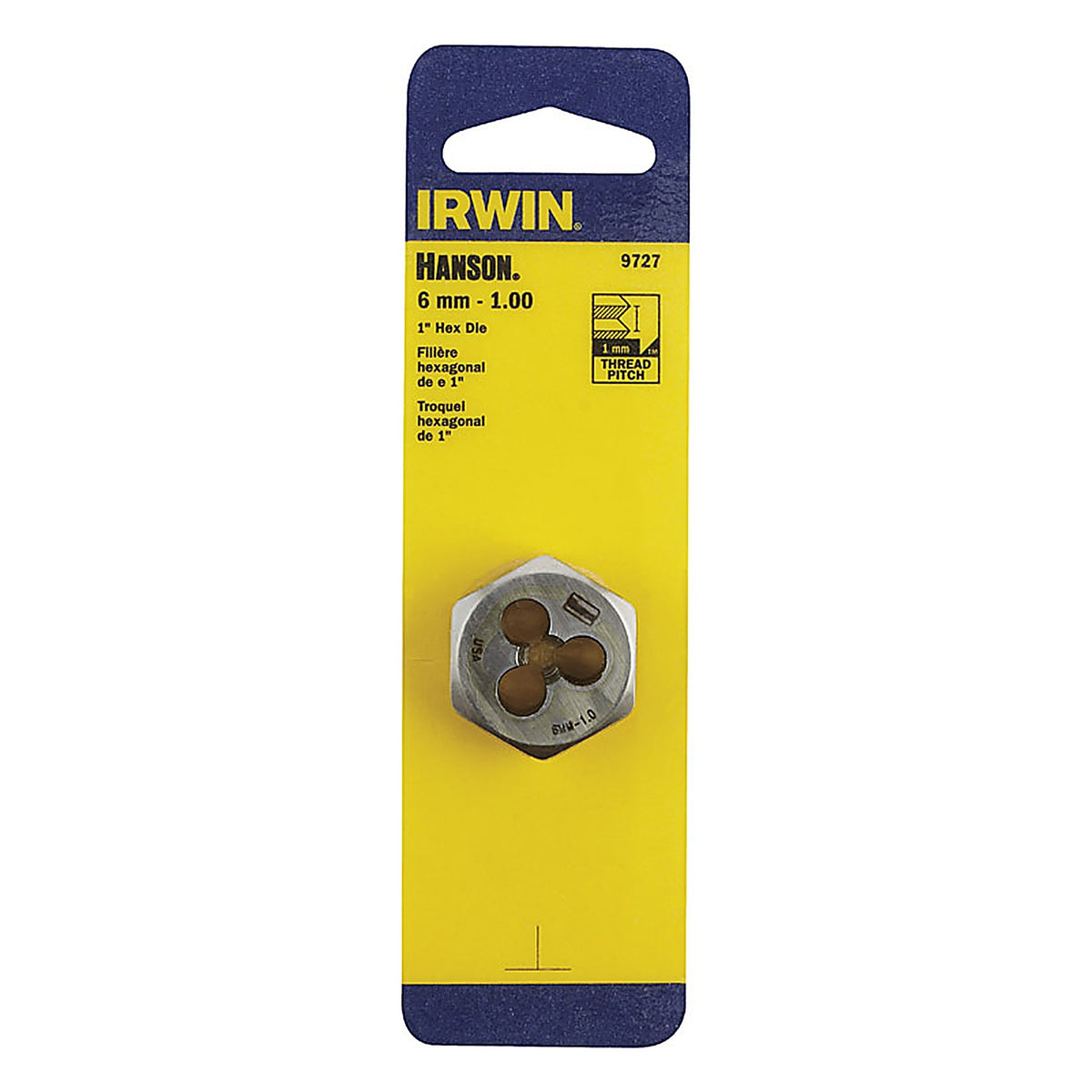 Irwin 9727ZR Hanson High Carbon Steel Metric Hexagon Die 6mm-1.00 1/pc.