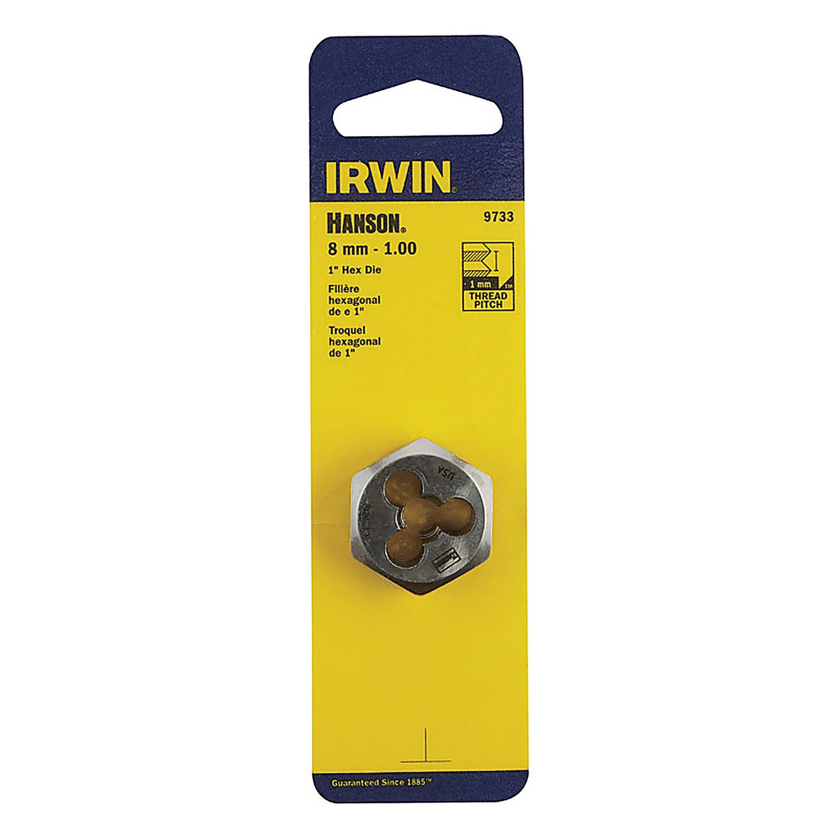 Irwin 9733 Hanson High Carbon Steel Metric Hexagon Die 8mm-1.00 1/pc.