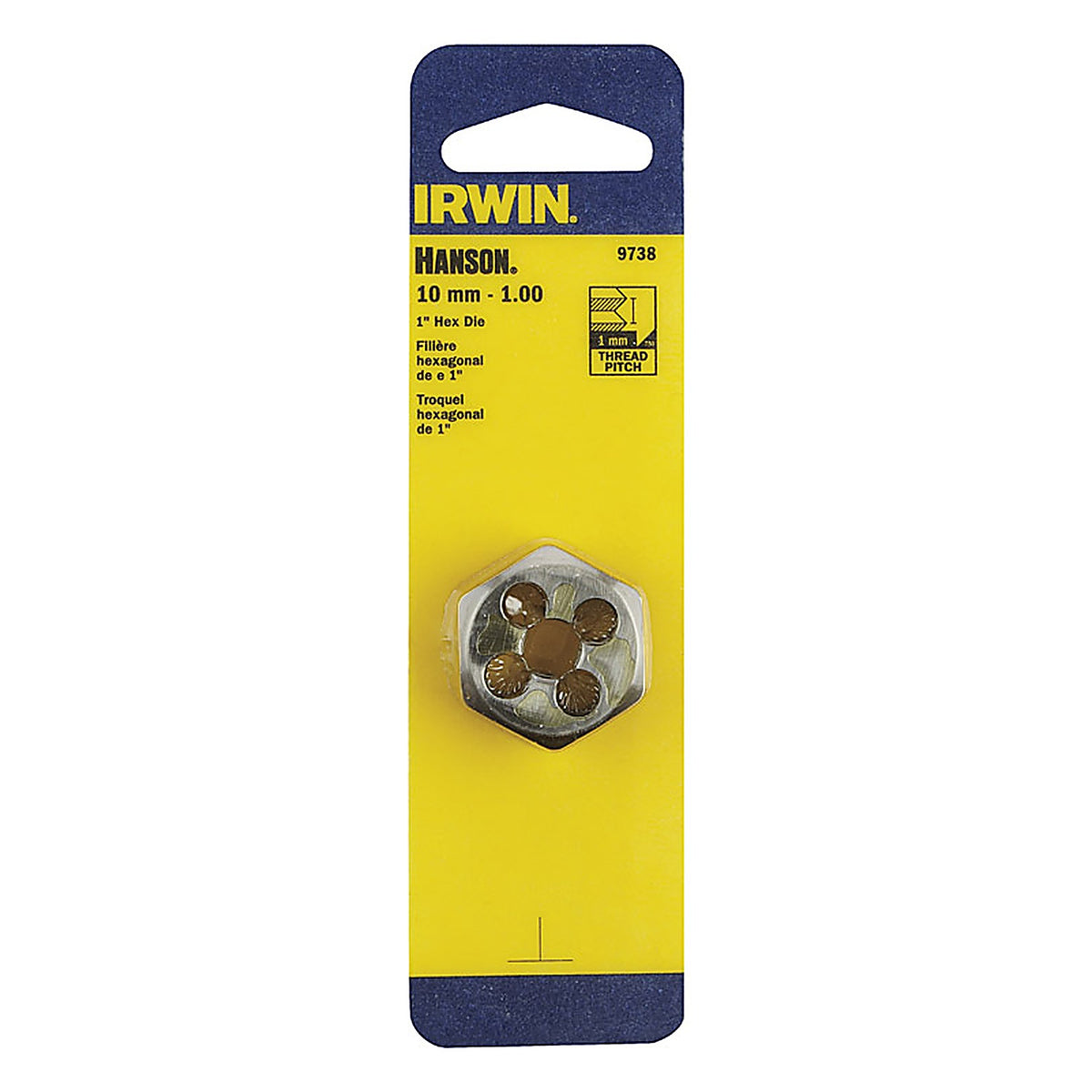 Irwin 9738 Hanson High Carbon Steel Metric Hexagon Die 10mm-1.00 1/pc.