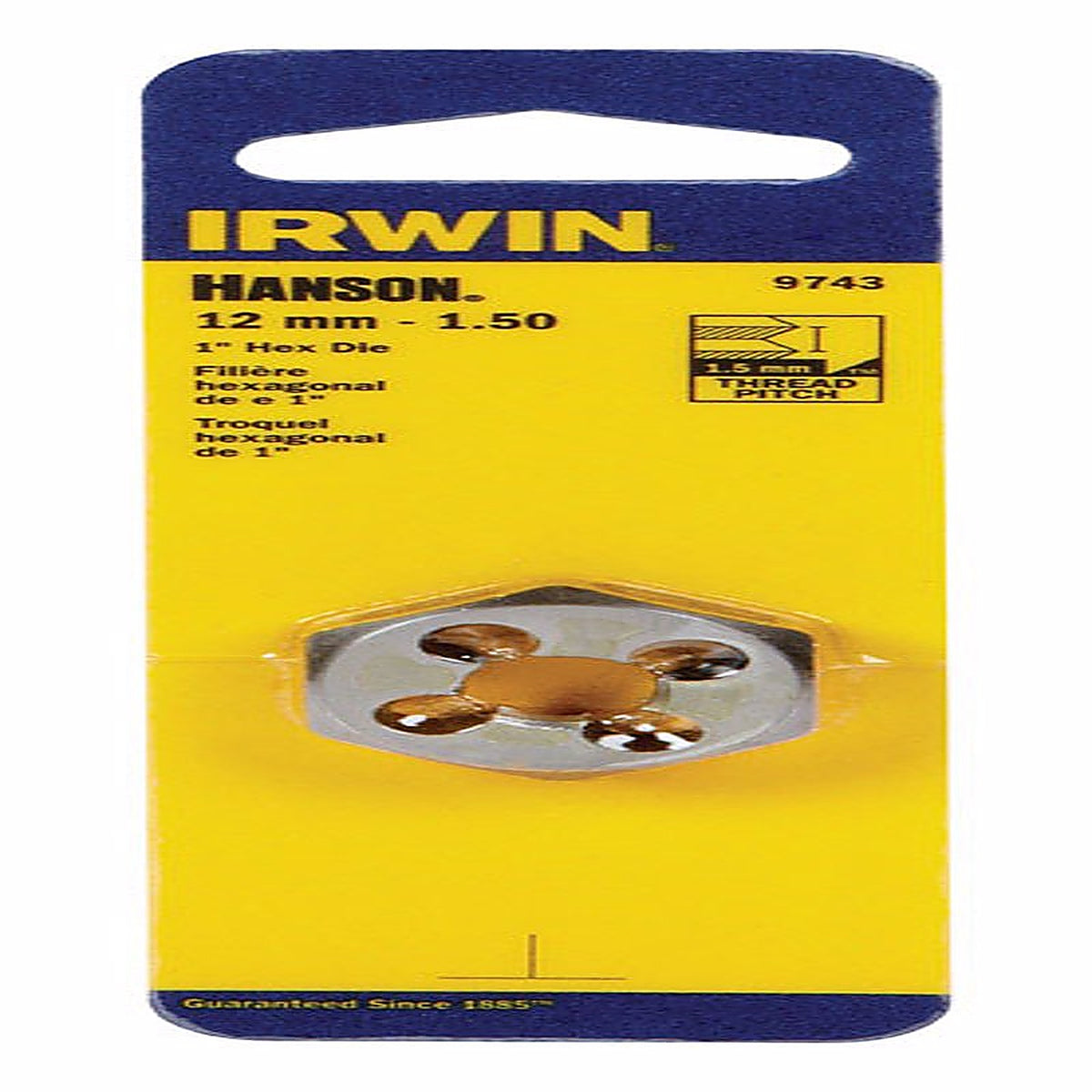 Irwin 9743 Hanson High Carbon Steel Metric Hexagon Die 12mm-1.50 1/pc.