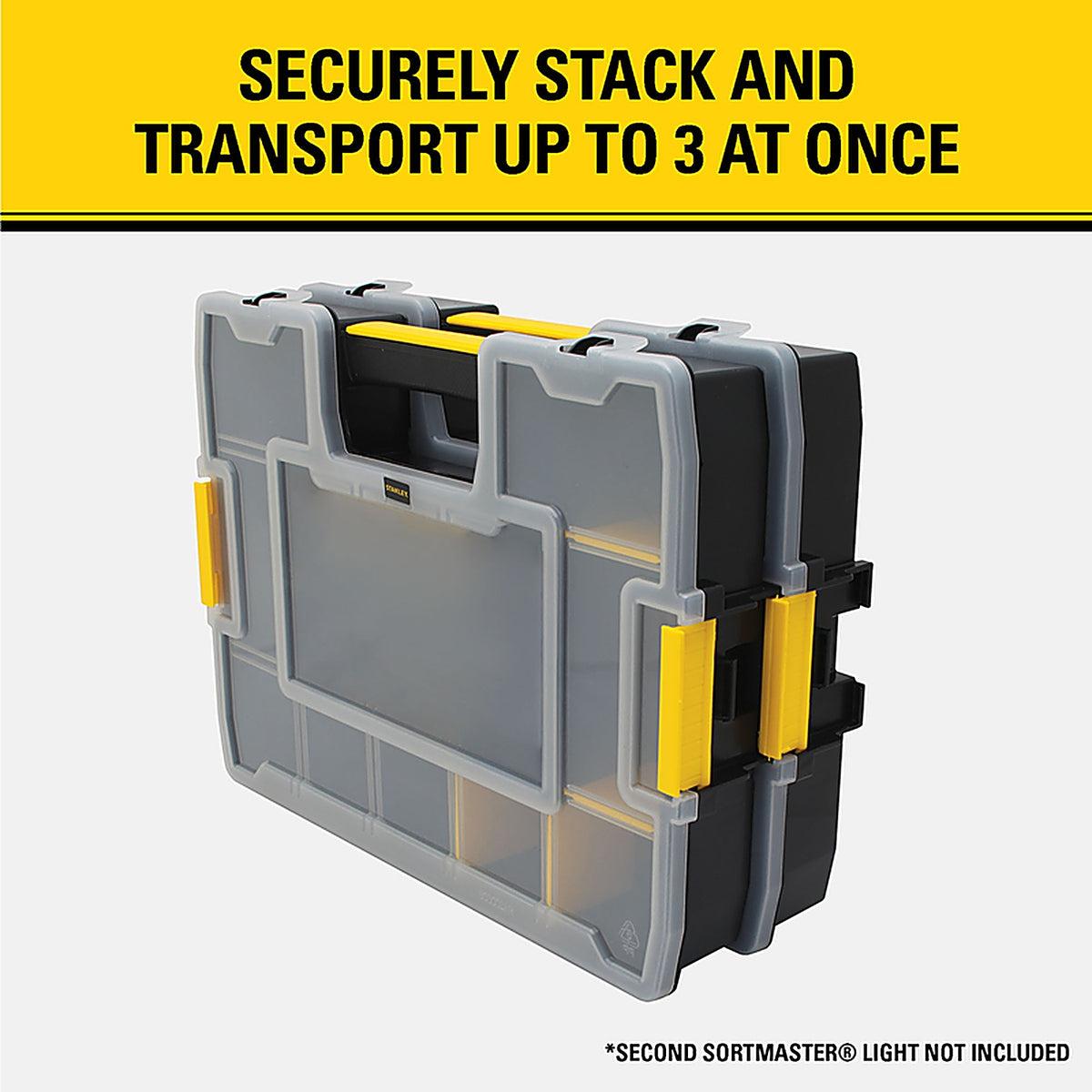 Stanley STST14021 SortMaster 11.5 in. L x 8.5 in. W x 2.9 in. H Storage Organizer Plastic 8 compartments Black/Yellow