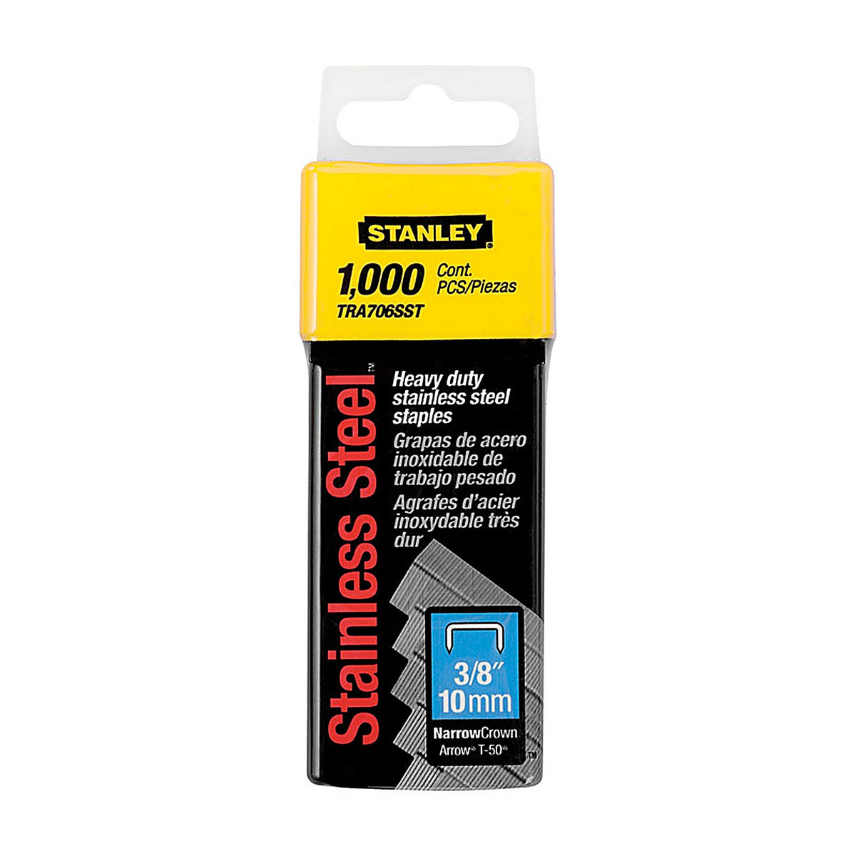 Stanley - TRA706SST - T50 27/64 In. W X 3/8 In. L 20 Ga. Narrow Crown Heavy Duty Staples 1000 Pack