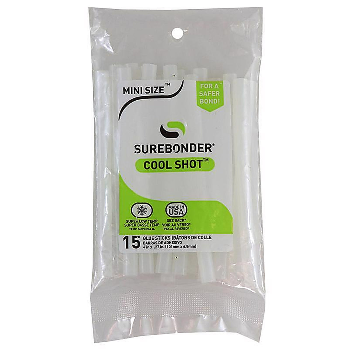 Surebonder CS-15 0.27 in. Dia. x 4 in. L Cool Shot Mini Glue Sticks Clear 15/Pack