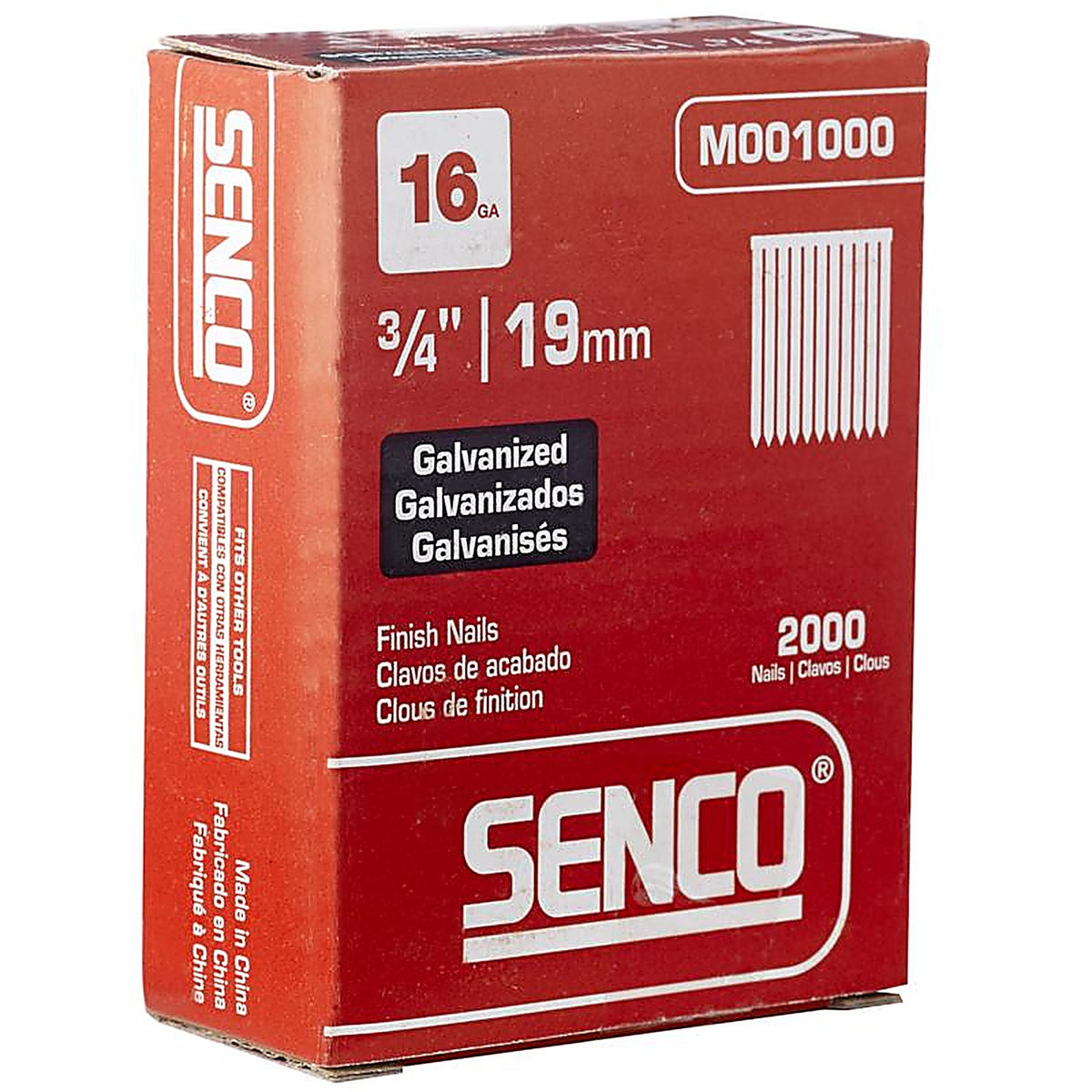 Senco - M001000 - 3/4 In. L X 16 Ga. Straight Strip Galvanized Finish Nails 20 Deg 2000 Pack