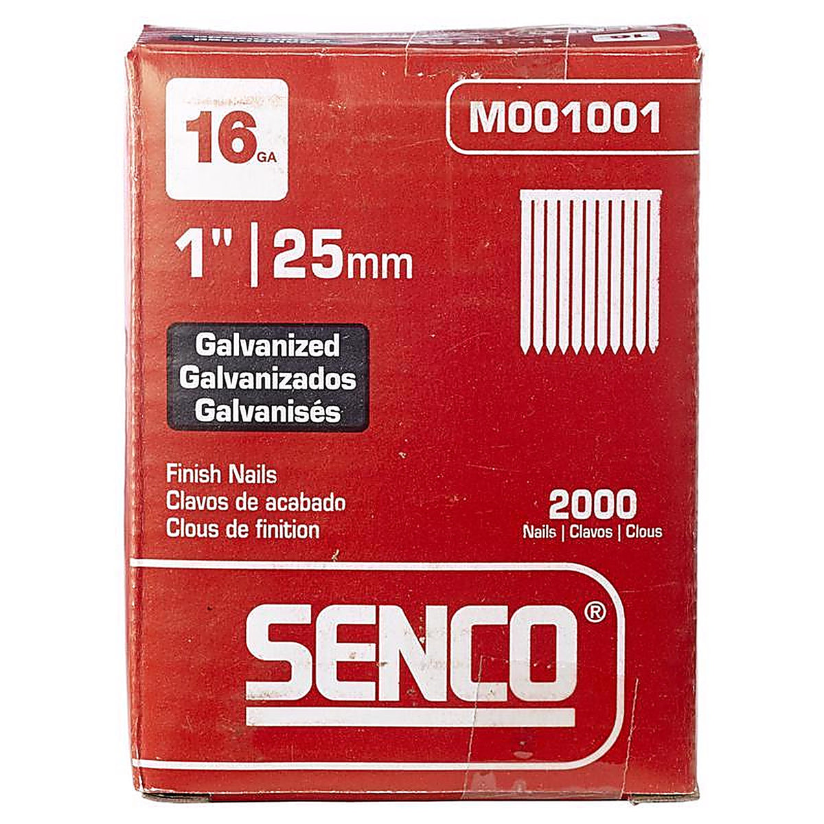 Senco - M001001 - 1 in. 16 Ga. Straight Strip Galvanized Finish Nails 20 deg 2,000 pk