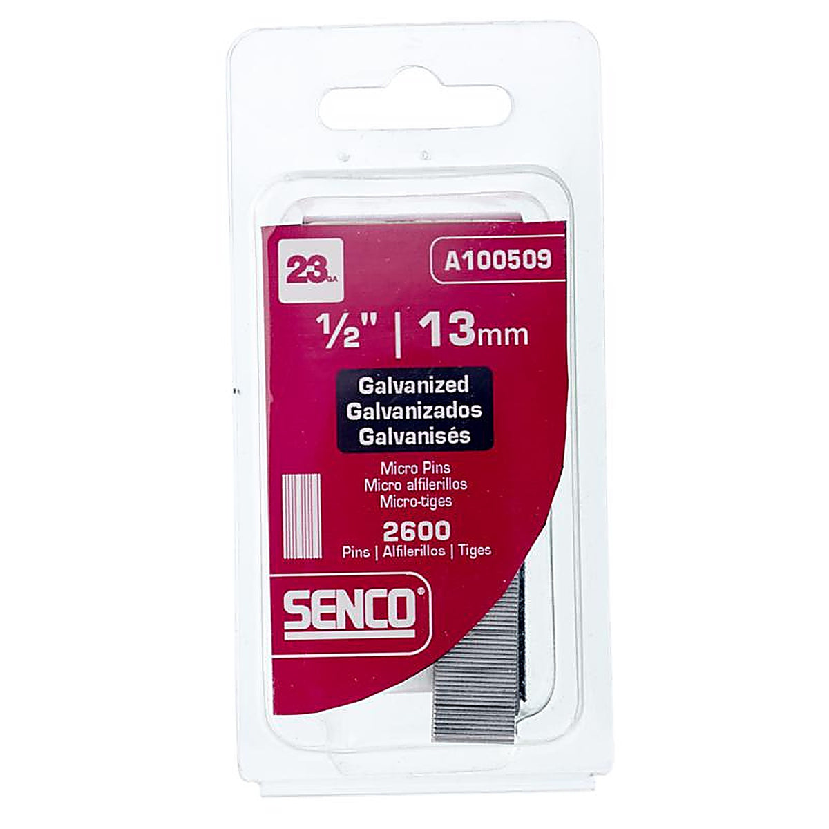Senco A100509 1/2 in. 23 Ga. Straight Strip Micro Pins Smooth Shank 2,600/Pack