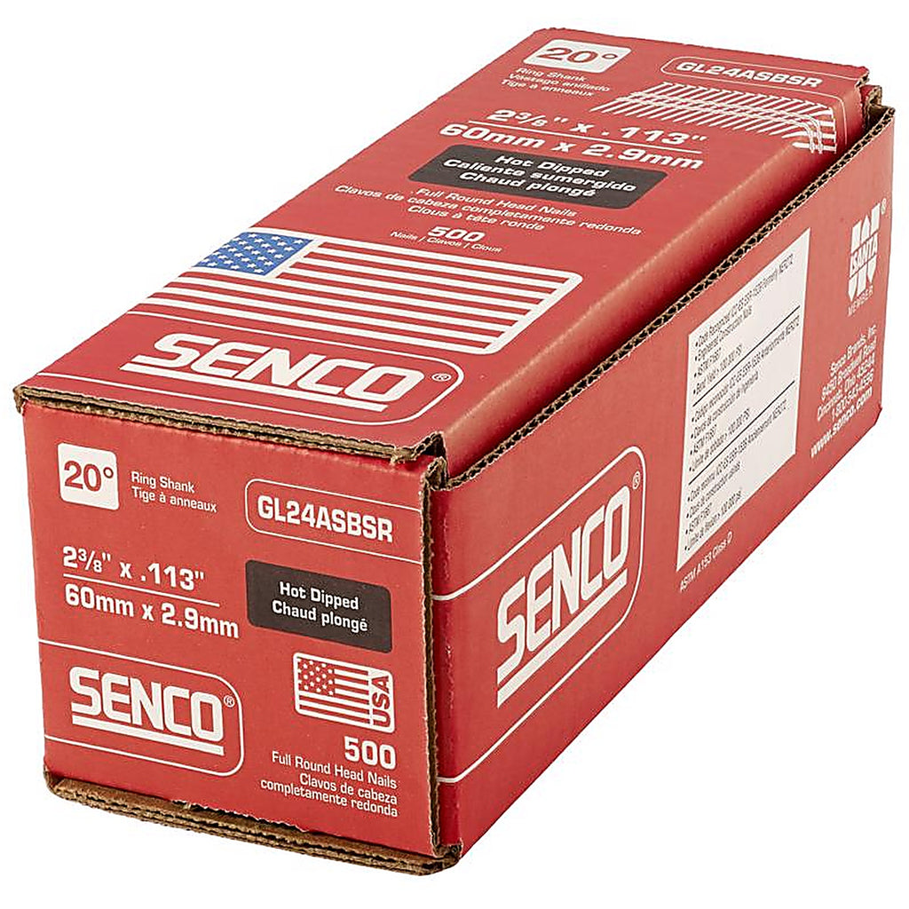 Senco GL24ASBS 2-3/8 in. 15 Ga. Plastic Strip Framing Nails 20 deg. Ring Shank 2500/Pack