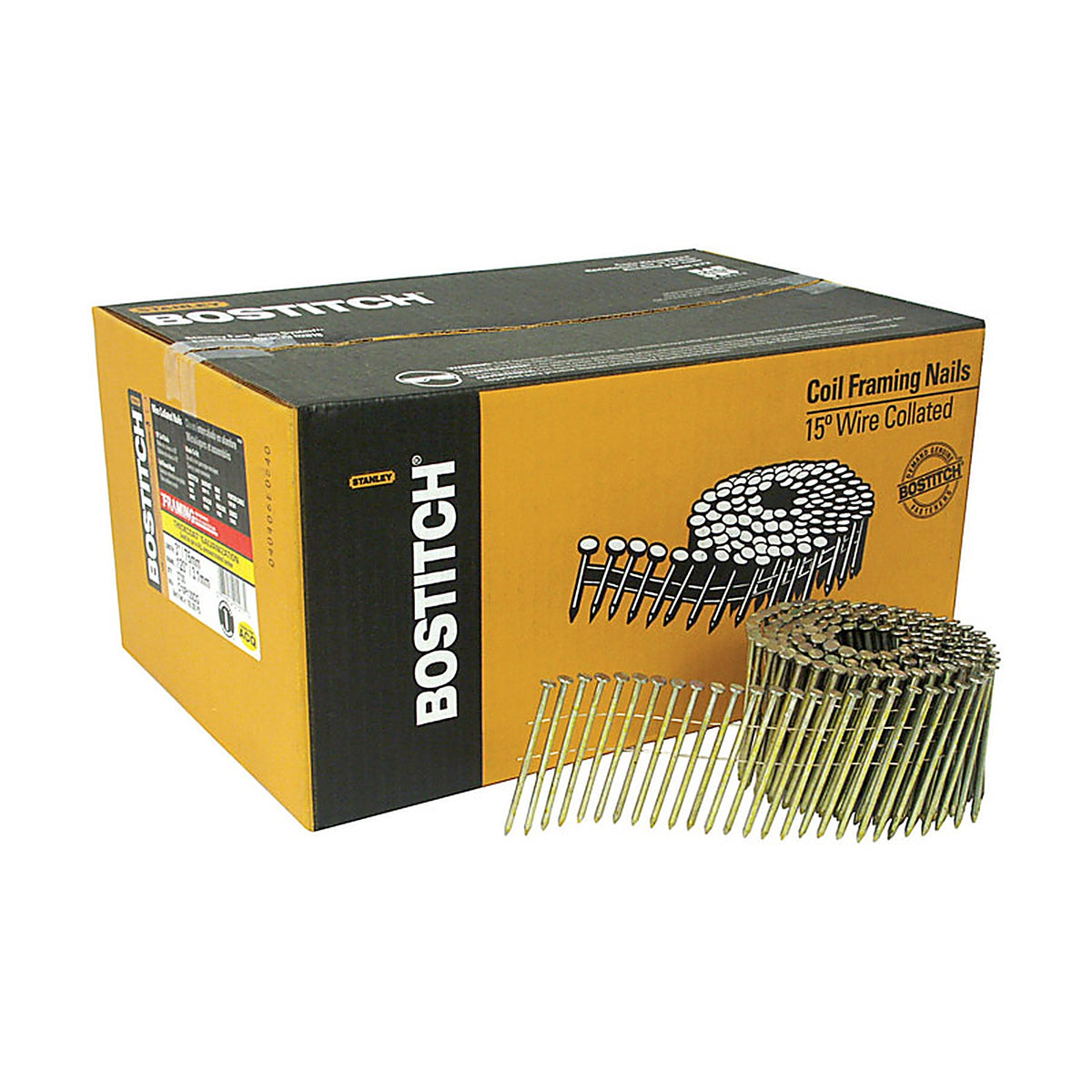 Bostitch - C10P120DG - 3 In. L X 11 Ga. Angled Coil Galvanized Framing Nails 15 Deg 2700 Pack